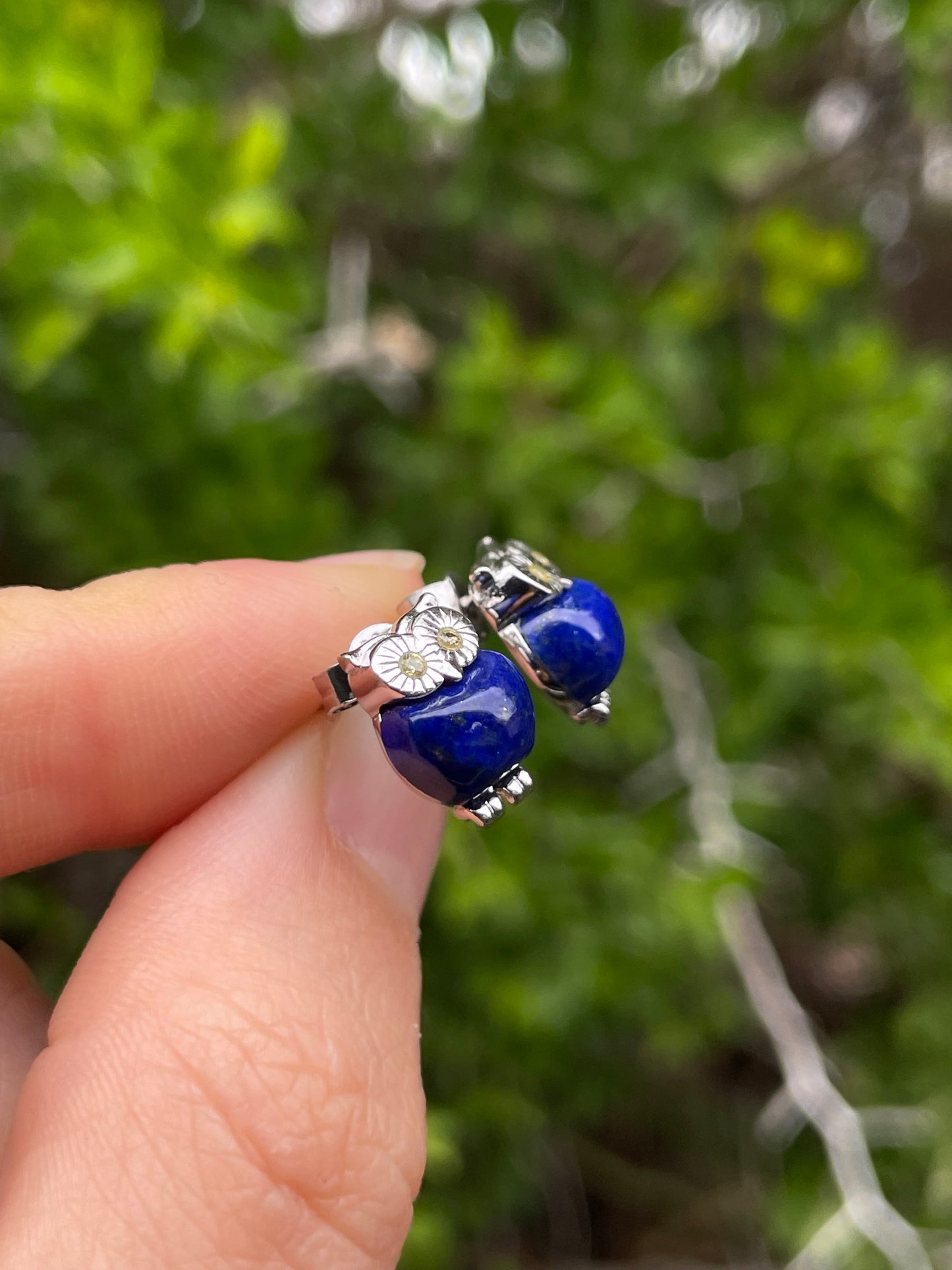 Lapis Flower Stud Earrings | 925 Sterling Silver B612