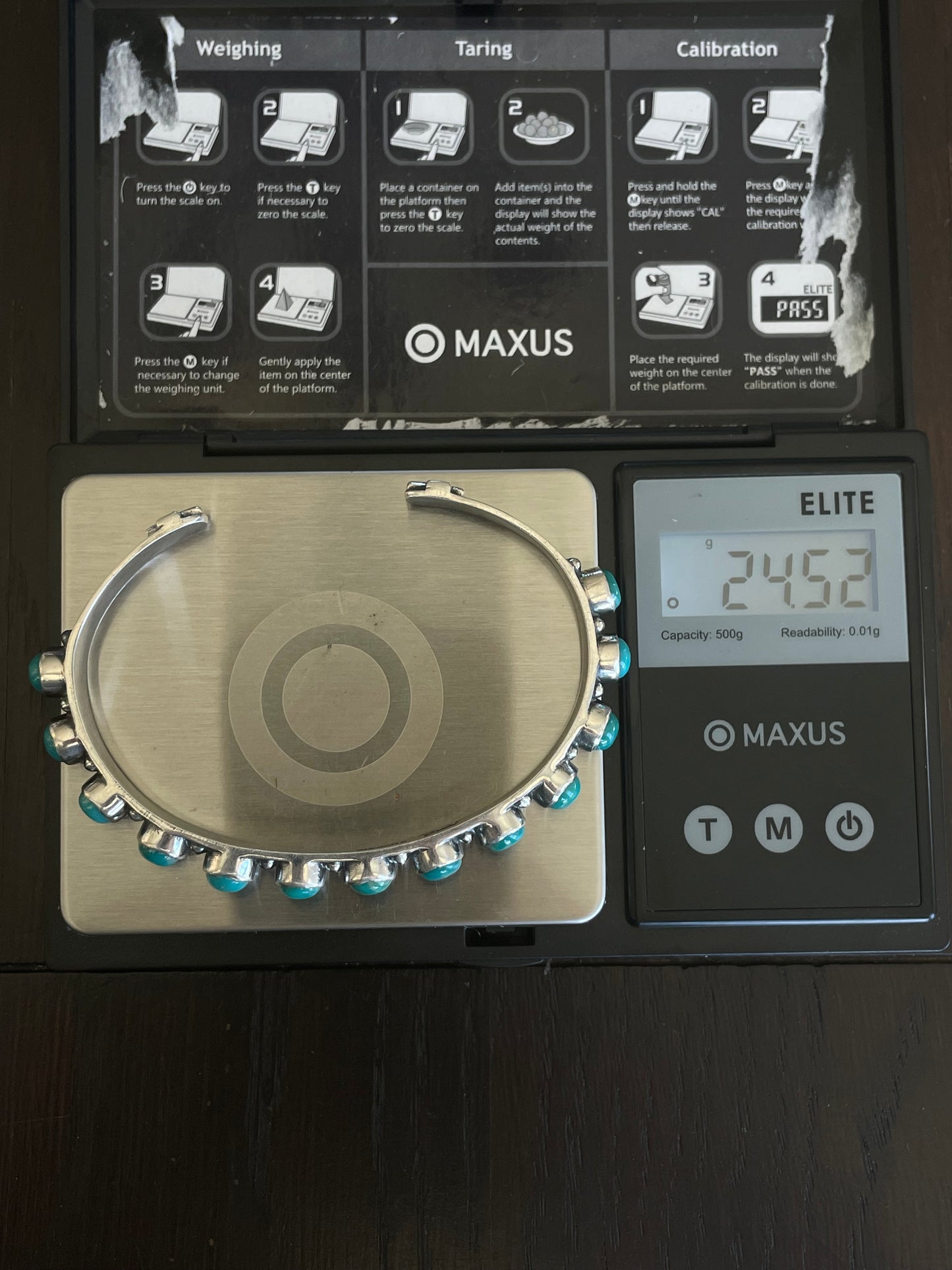 Kingman Turquoise Cuff | Multi Stone Dot Row | 925 Silver E687