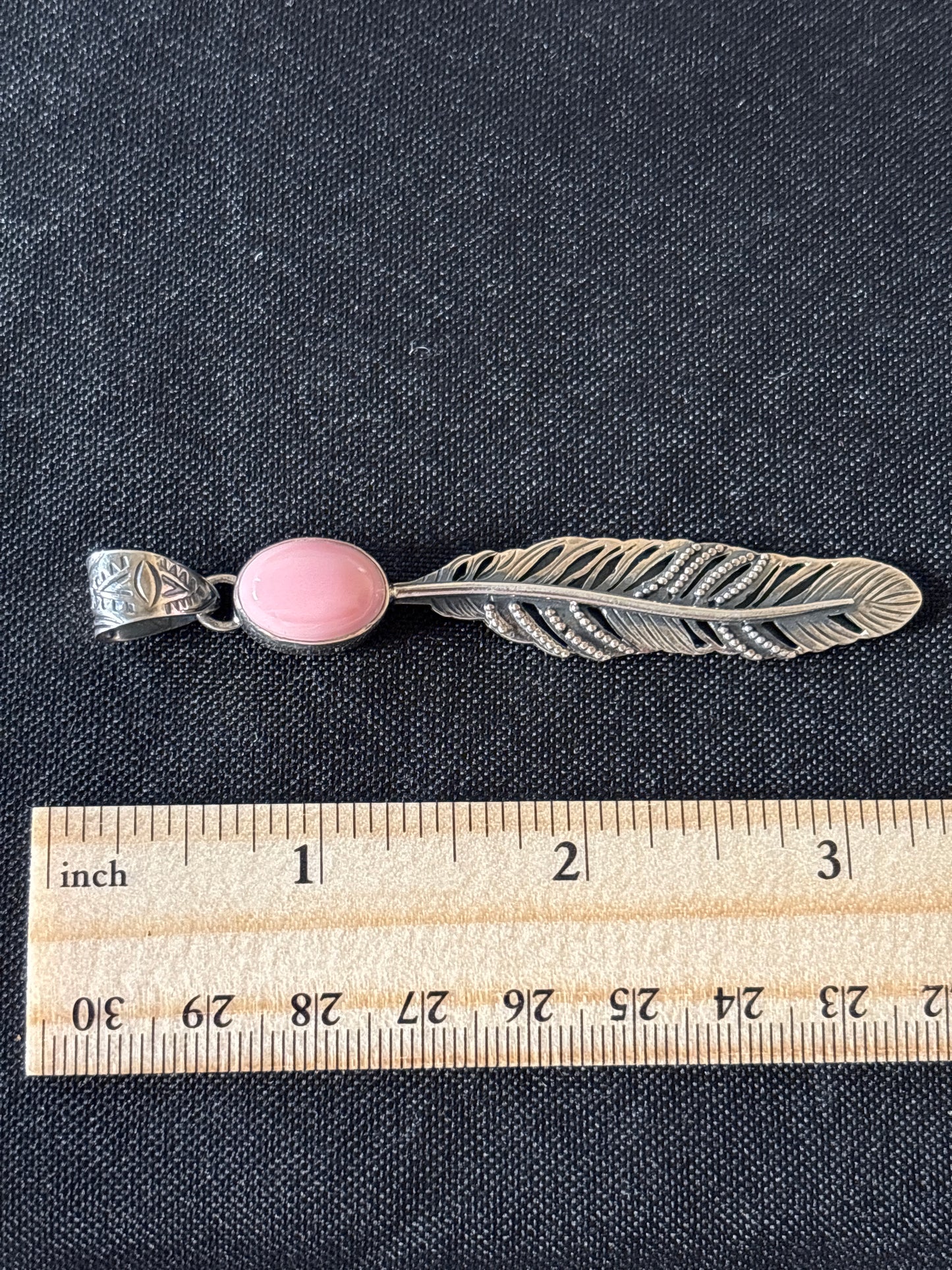 Pink Conch Feather Pendant | Sterling Silver 925 C767