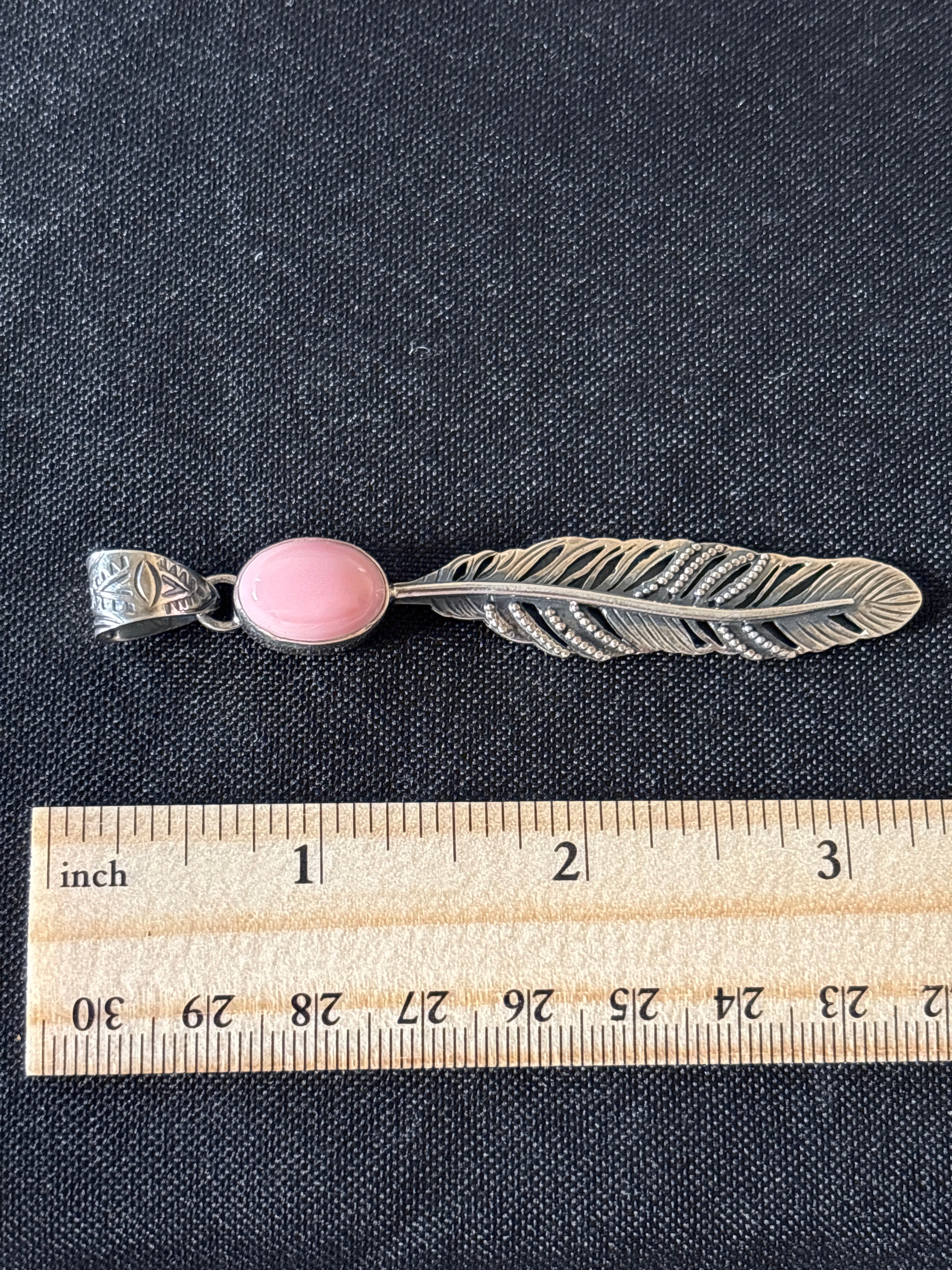 Pink Conch Feather Pendant | Sterling Silver 925 C767