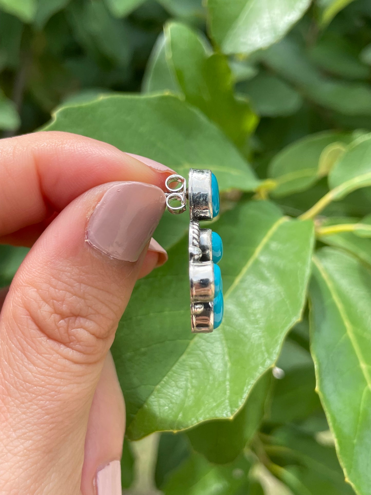 Kingman Turquoise Cluster Stud Earrings | 925 Sterling Silver D188