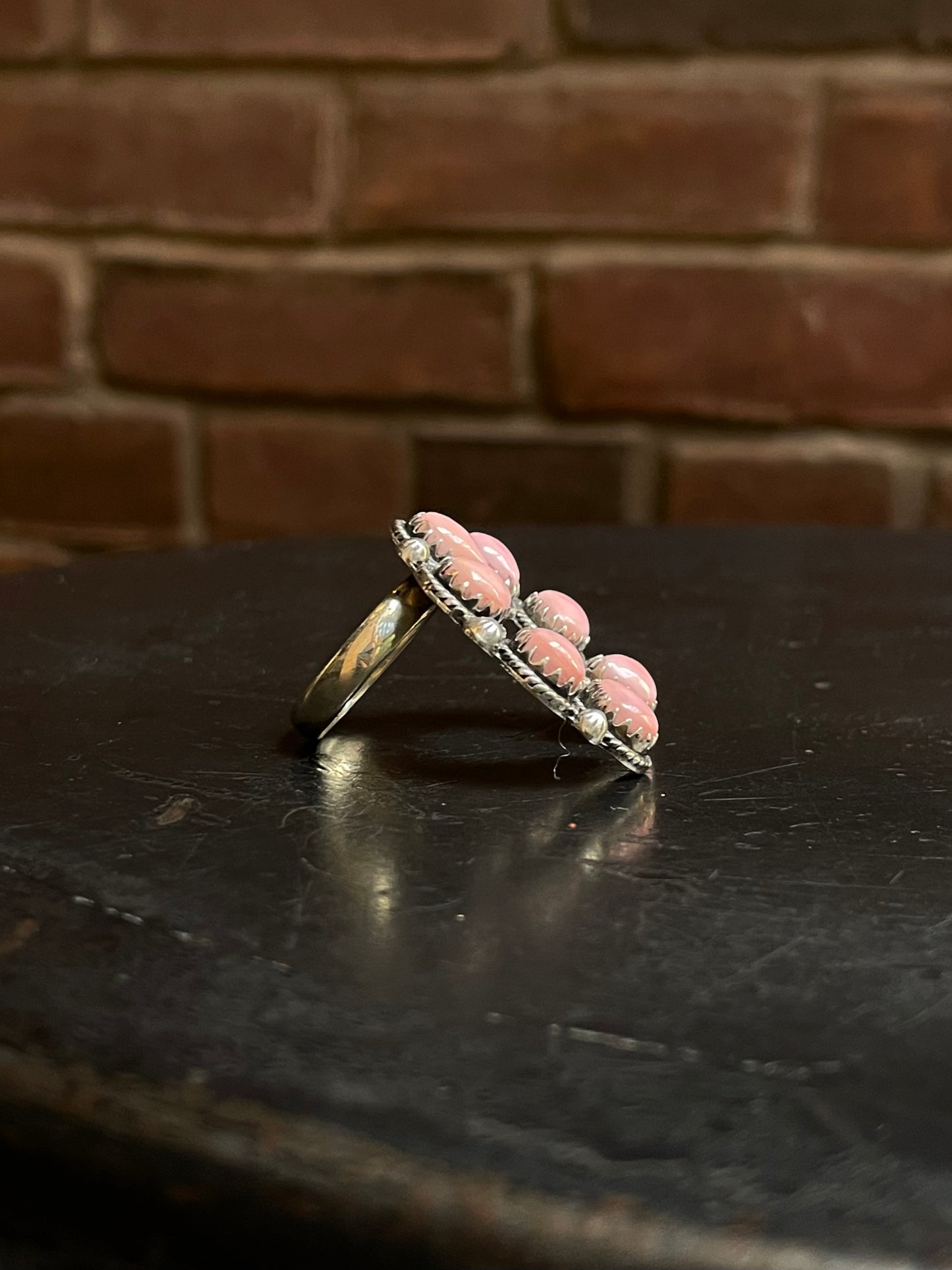 Pink Conch Naja Ring Size 8 | Sterling Silver E923
