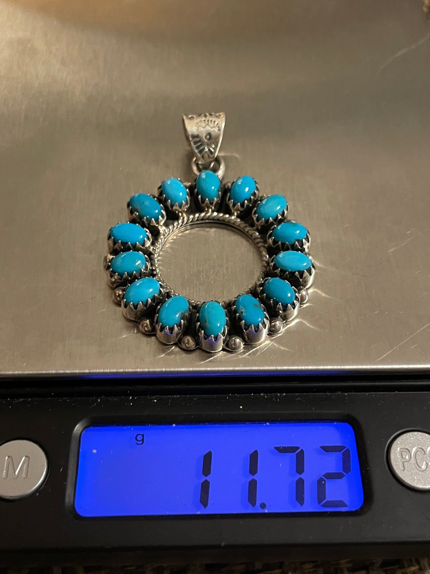 Turquoise Circle Pendant | Sterling Silver 925 B813