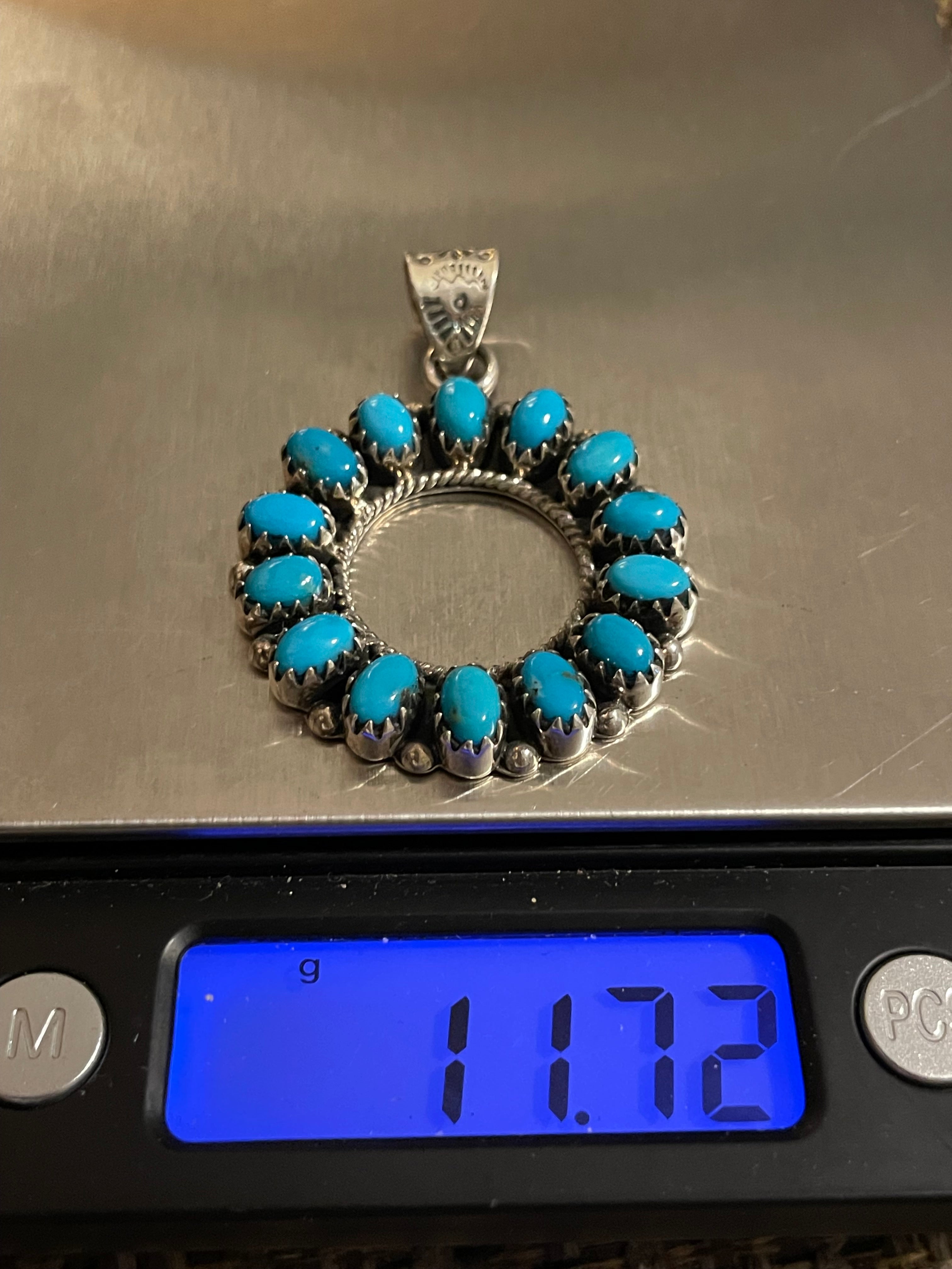 Turquoise Circle Pendant | Sterling Silver 925 B813