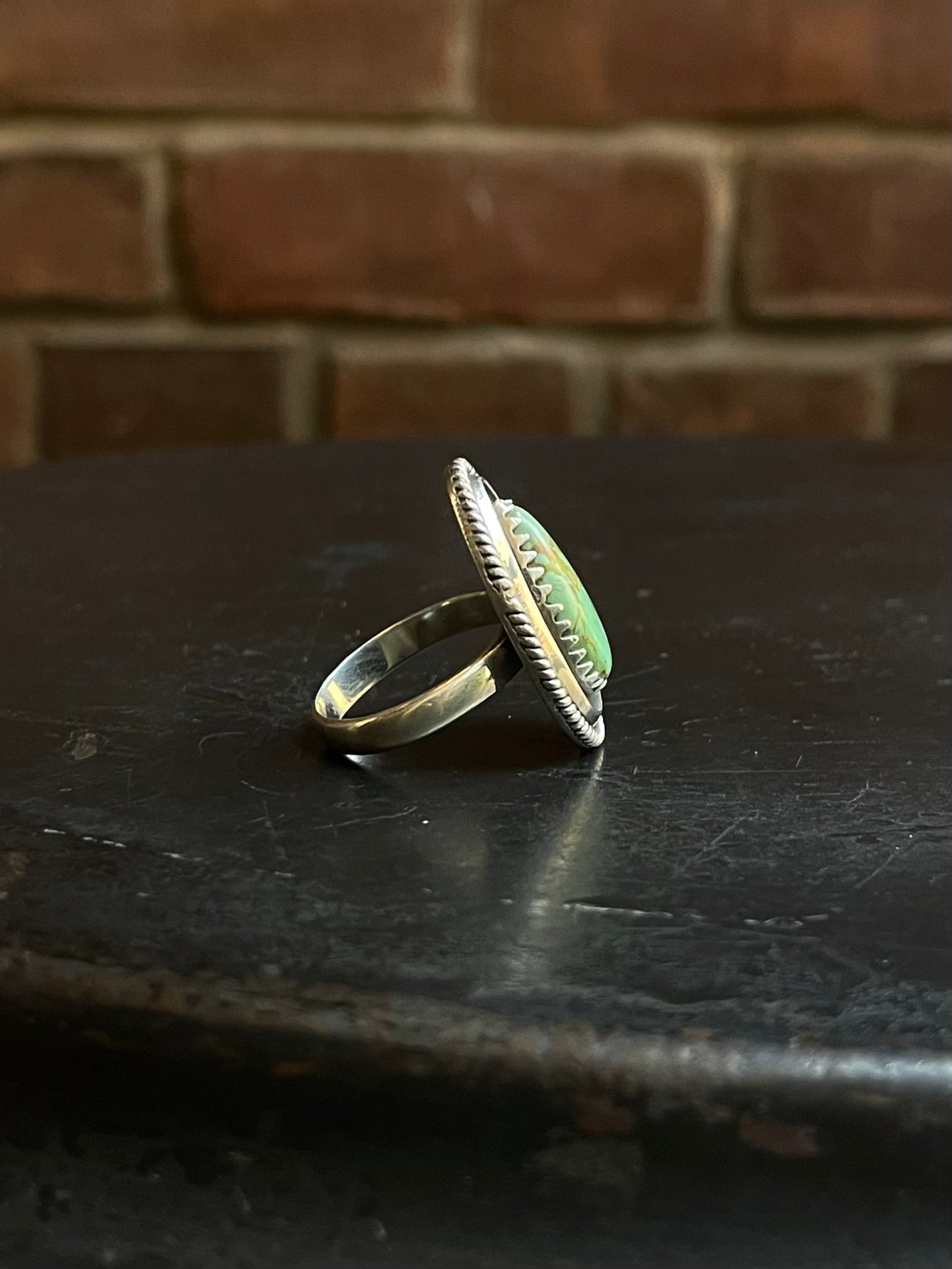 Turquoise Shadowbox Ring Size 8 | Sterling Silver E857