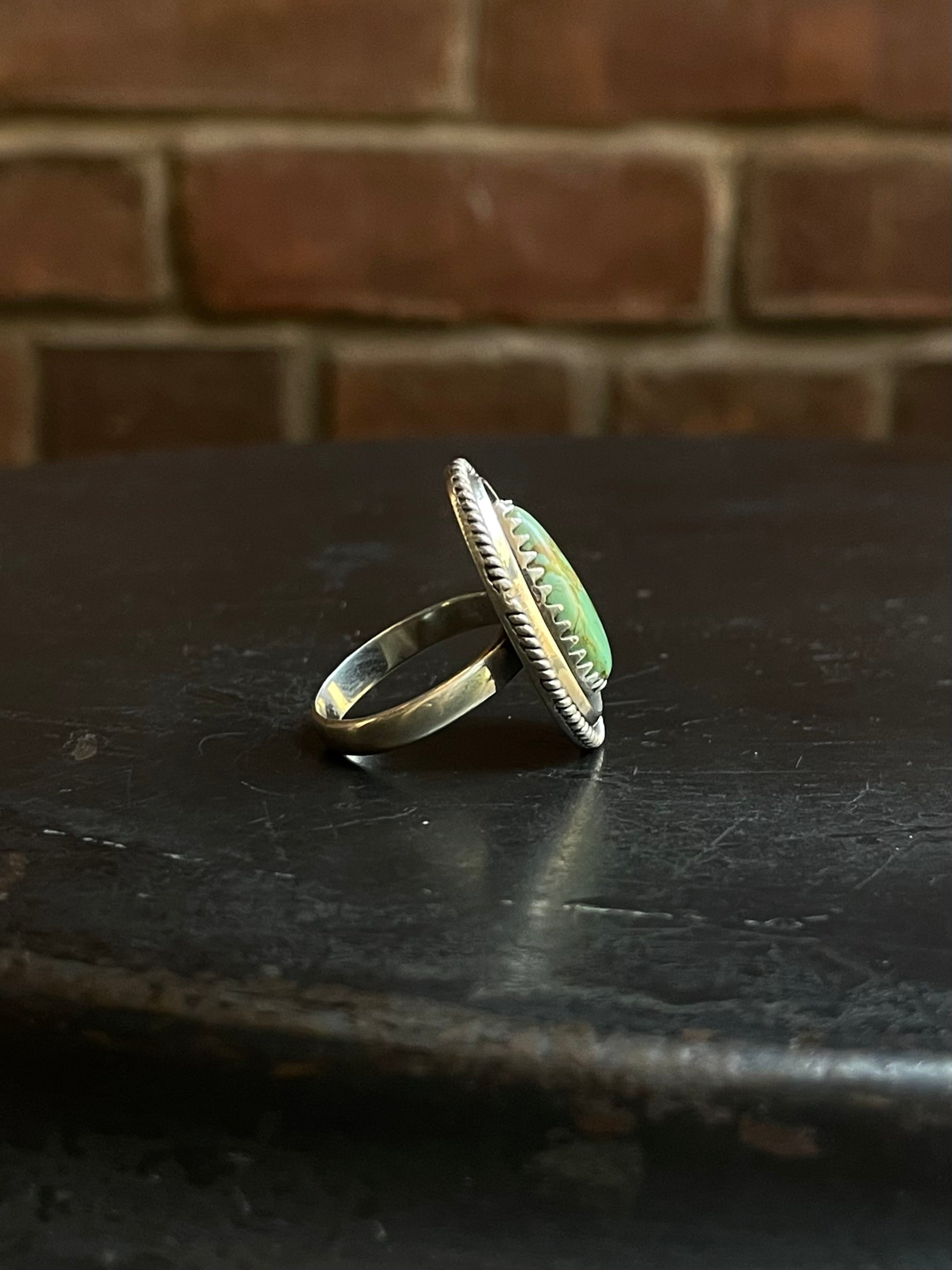 Turquoise Shadowbox Ring Size 8 | Sterling Silver E857