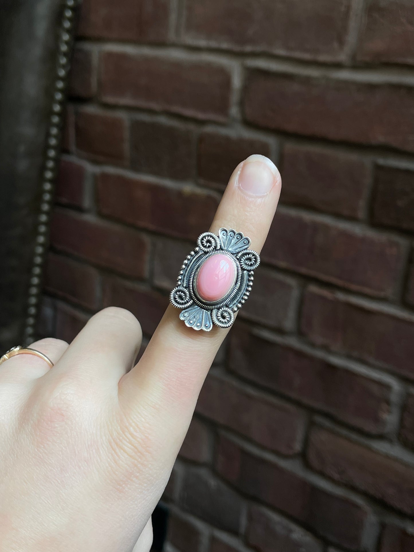 Pink Conch Ring Size 7 | 925 Sterling Silver Southwest E194
