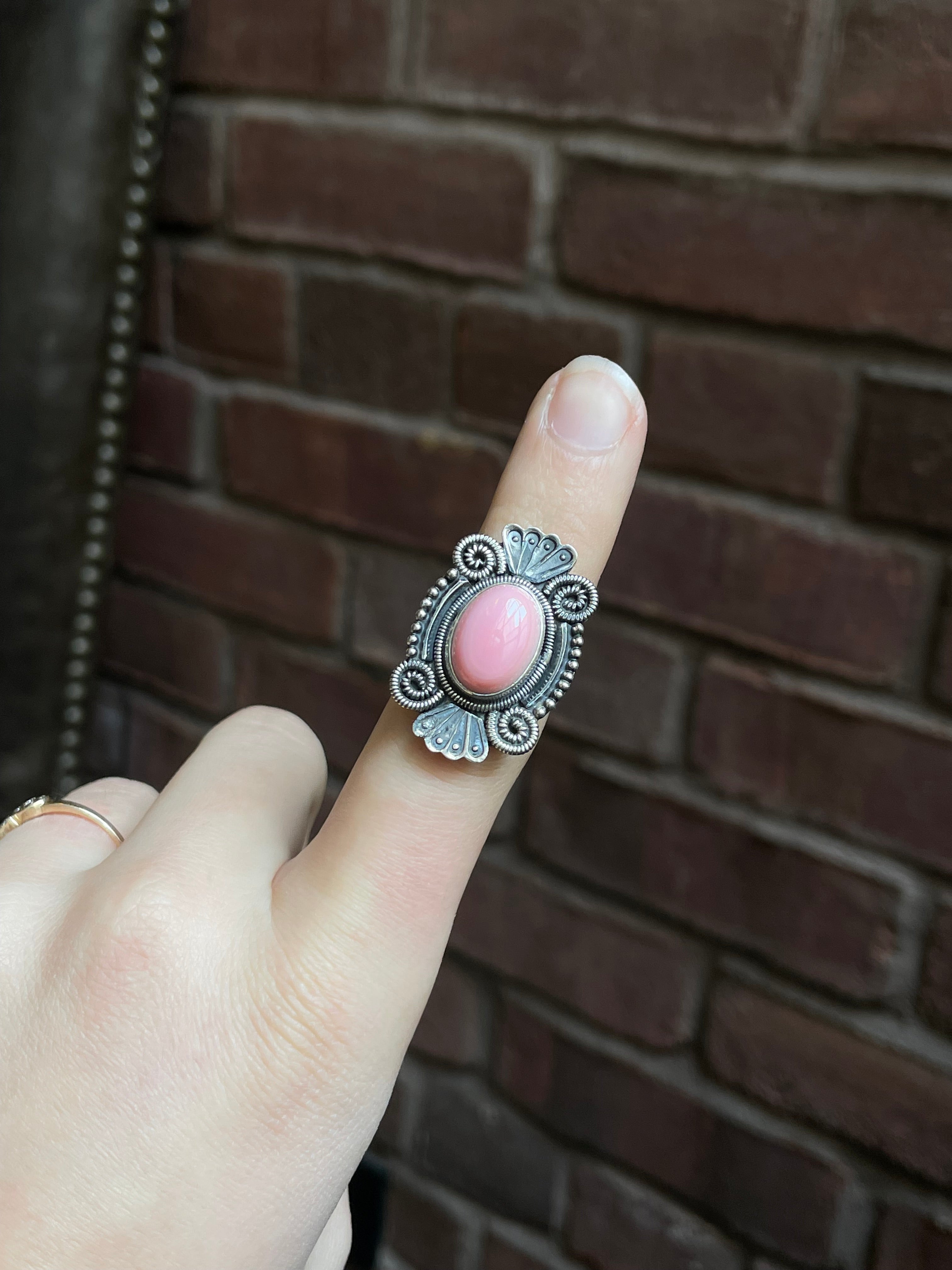 Pink Conch Ring Size 7 | 925 Sterling Silver Southwest E194