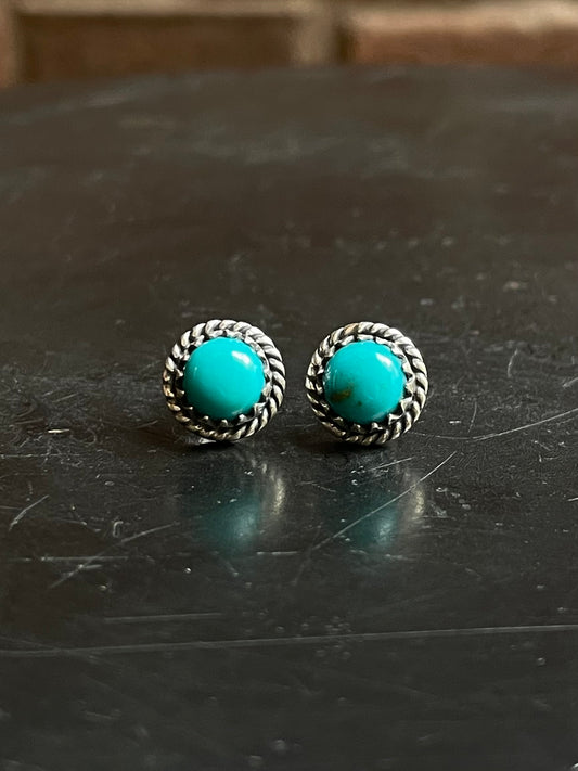 Kingman Turquoise Stud Earrings | 925 Sterling Silver E818