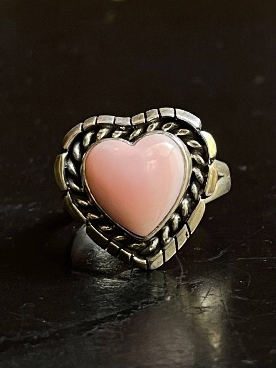 Pink Conch Heart Ring Size 6.5 | 925 Sterling Silver G537
