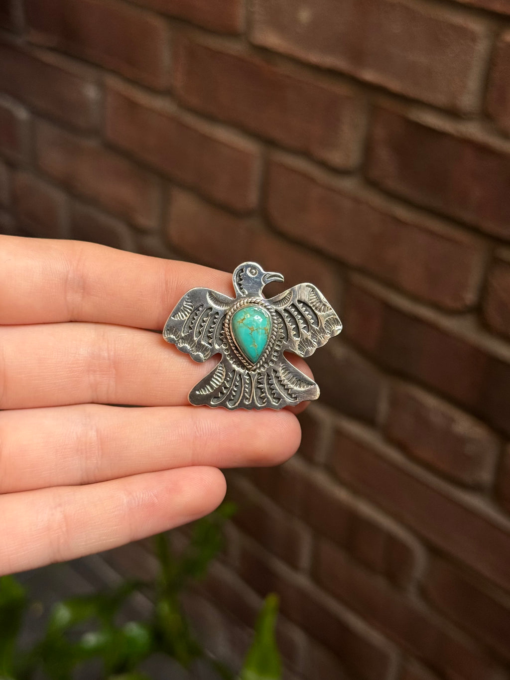 Turquoise Thunderbird Pendant | Sterling Silver 925 C385