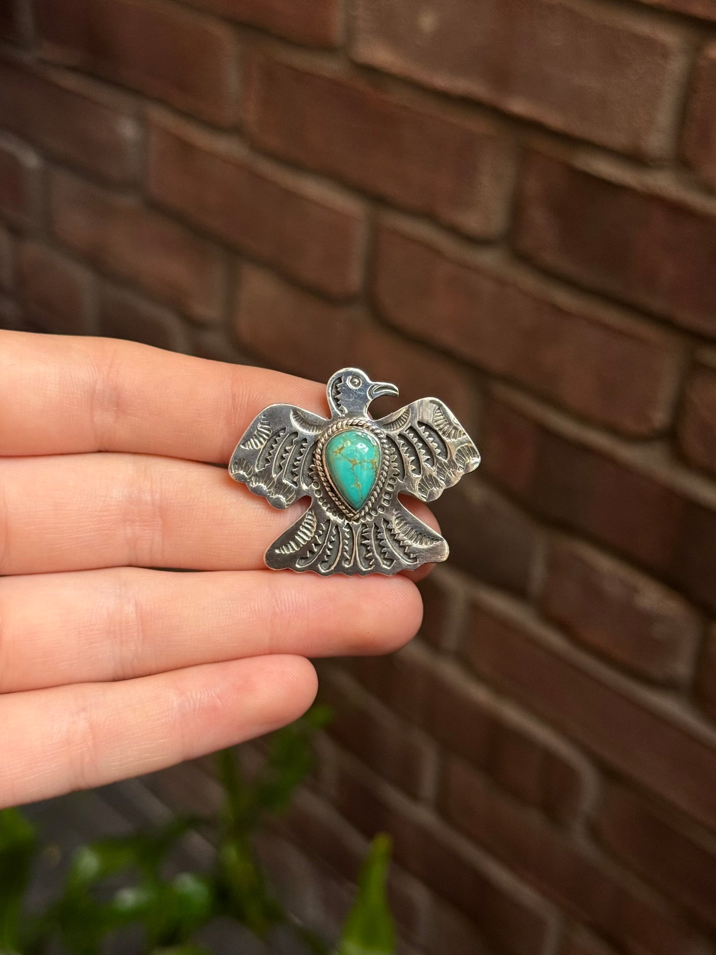 Turquoise Thunderbird Pendant | Sterling Silver 925 C385