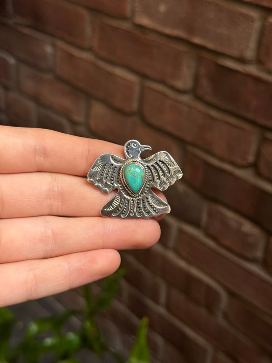 Turquoise Thunderbird Pendant | Sterling Silver 925 C385