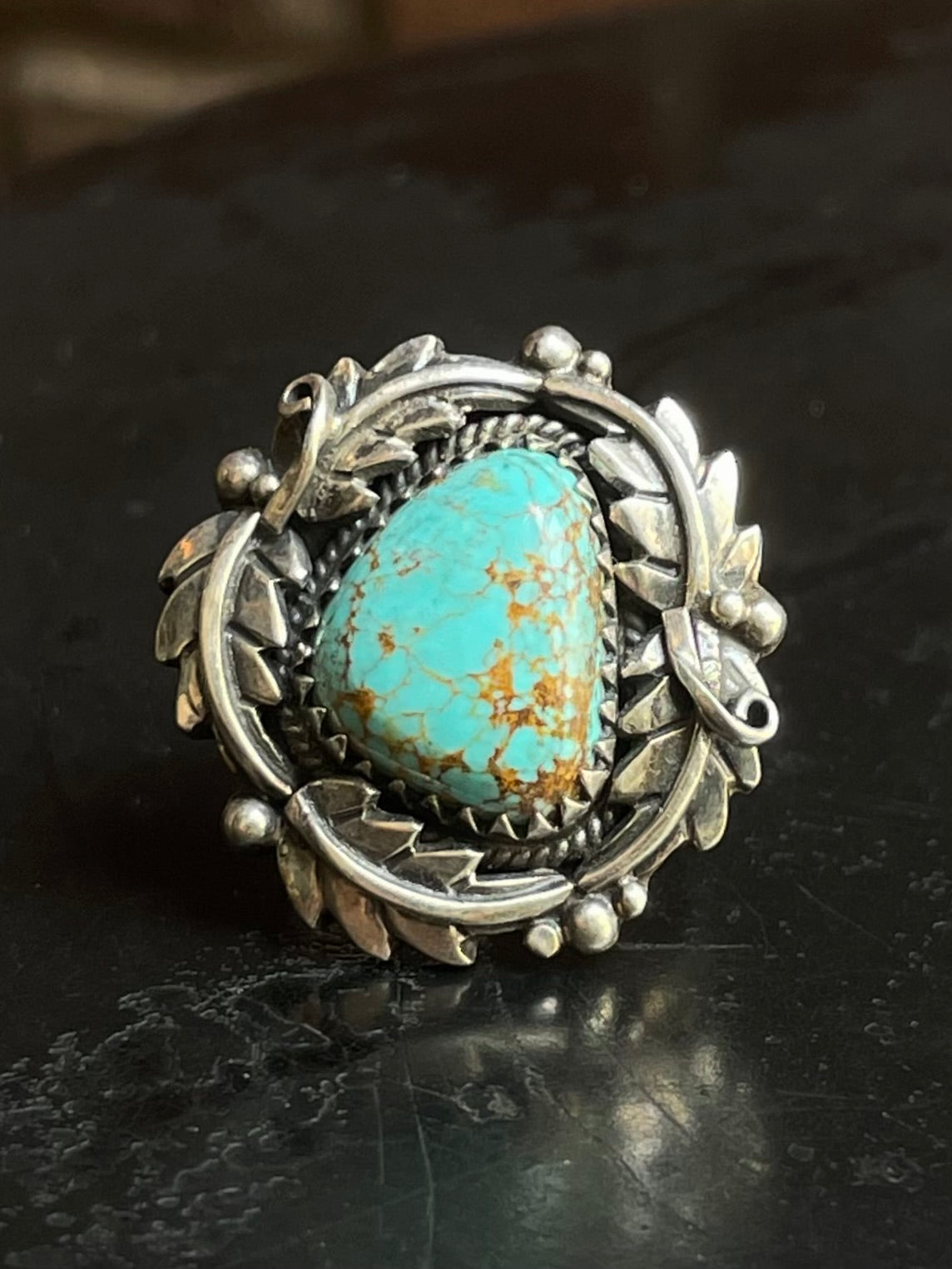 Kingman Turquoise Feather Ring Size 7 | 925 Sterling Silver G558