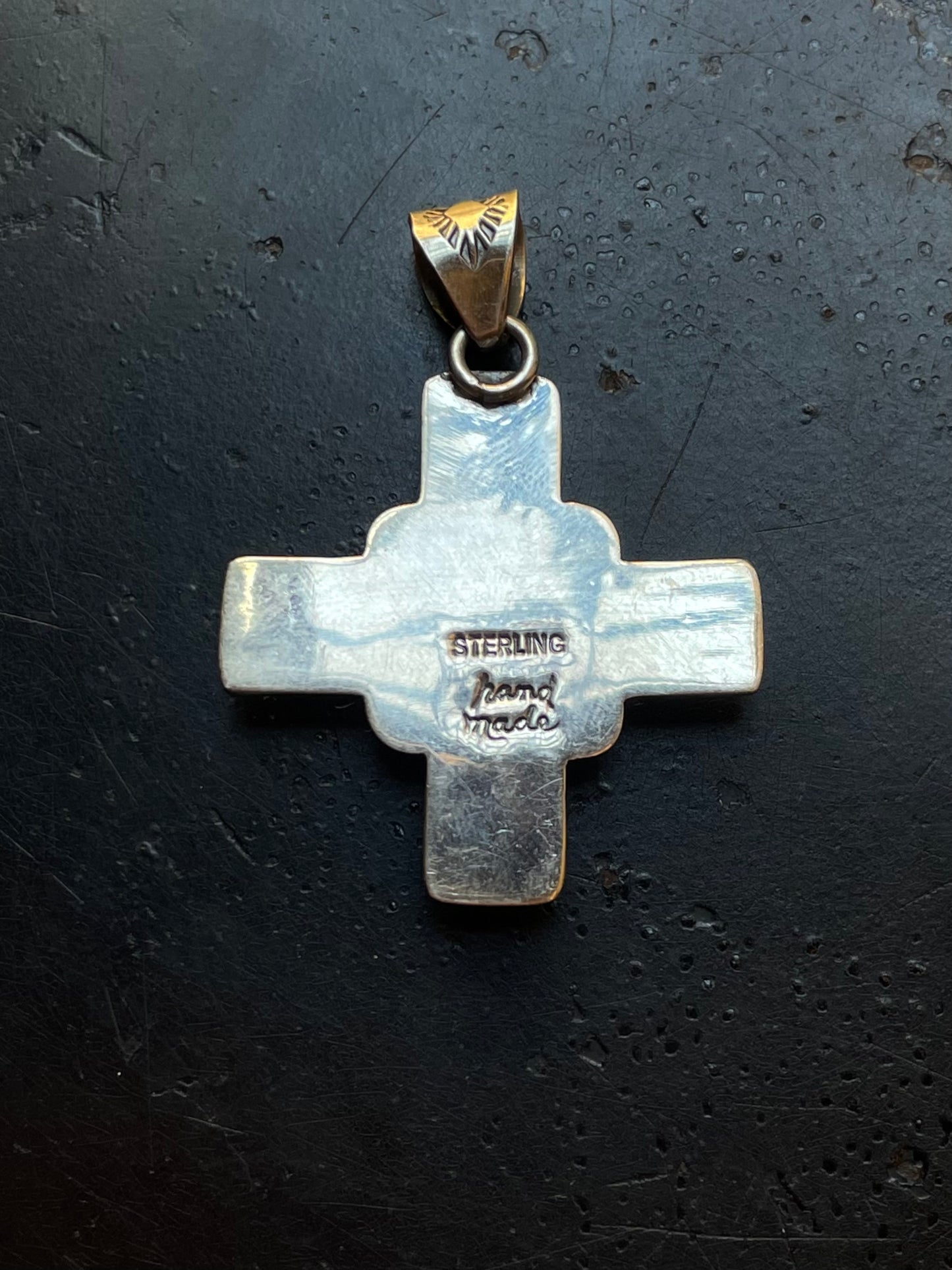 Kingman Turquoise Zia Cross Pendant | Sterling Silver G462