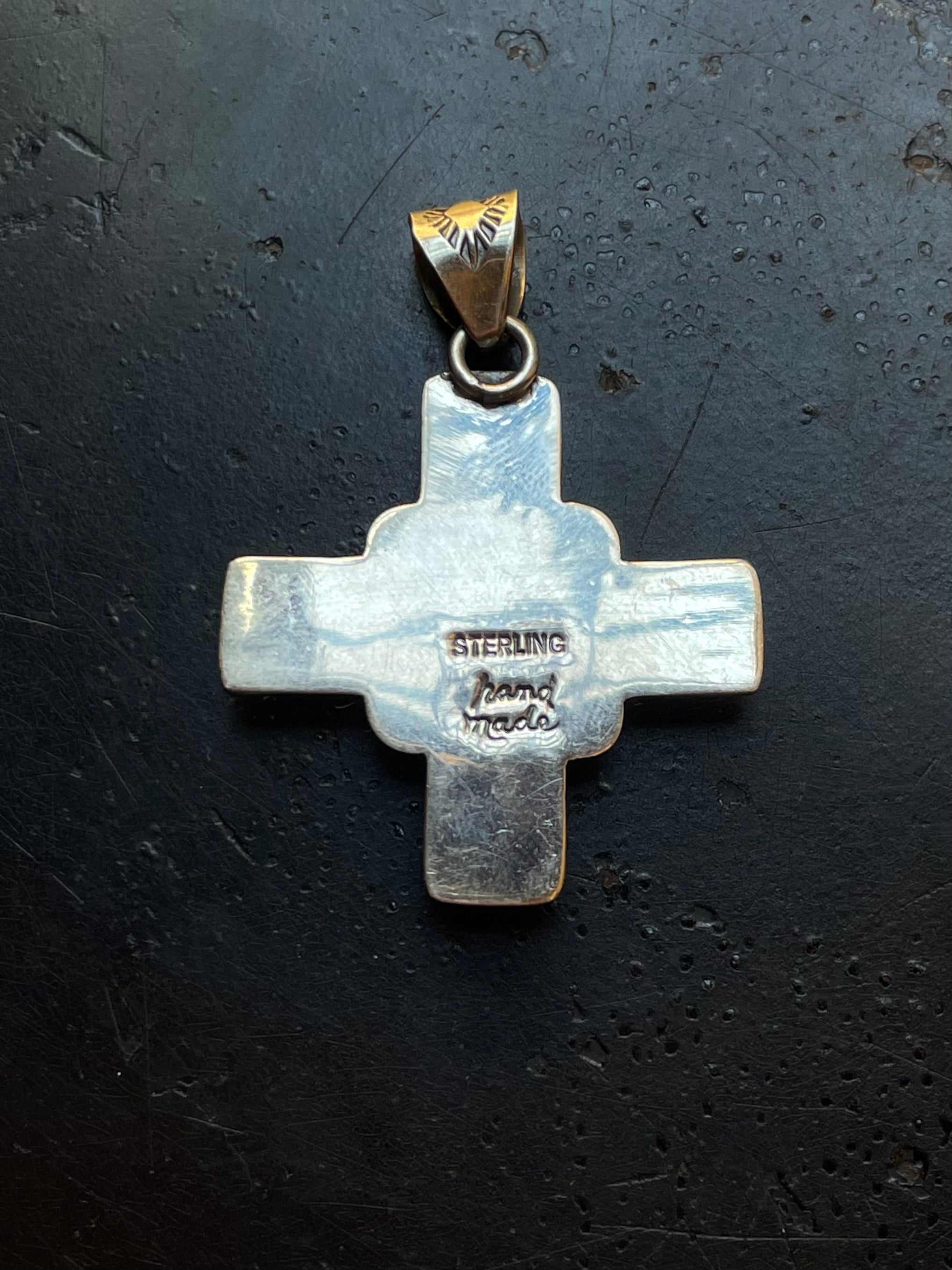 Kingman Turquoise Zia Cross Pendant | Sterling Silver G462