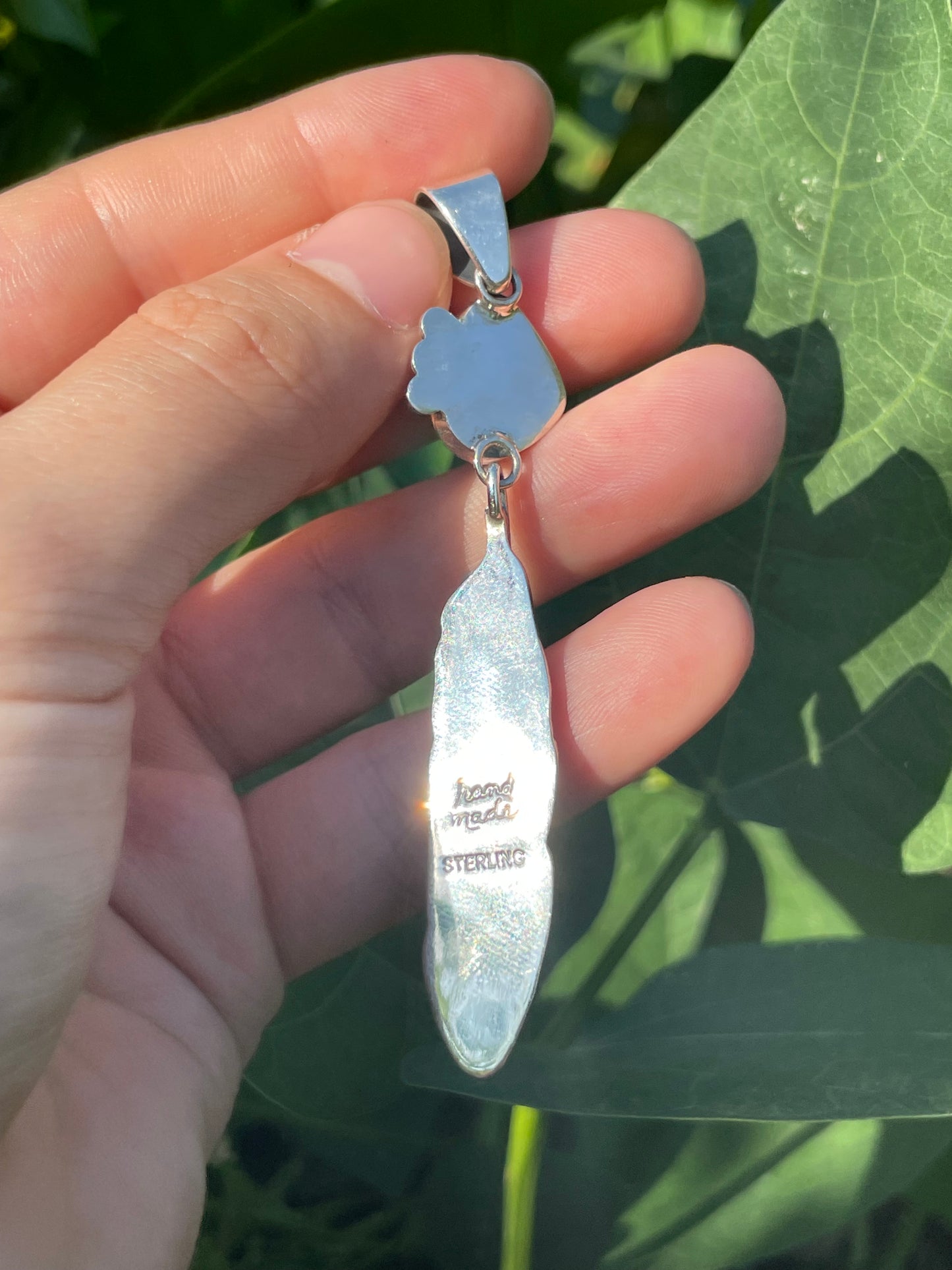 Kingman Turquoise Feather Pendant | 925 Sterling Silver Y3