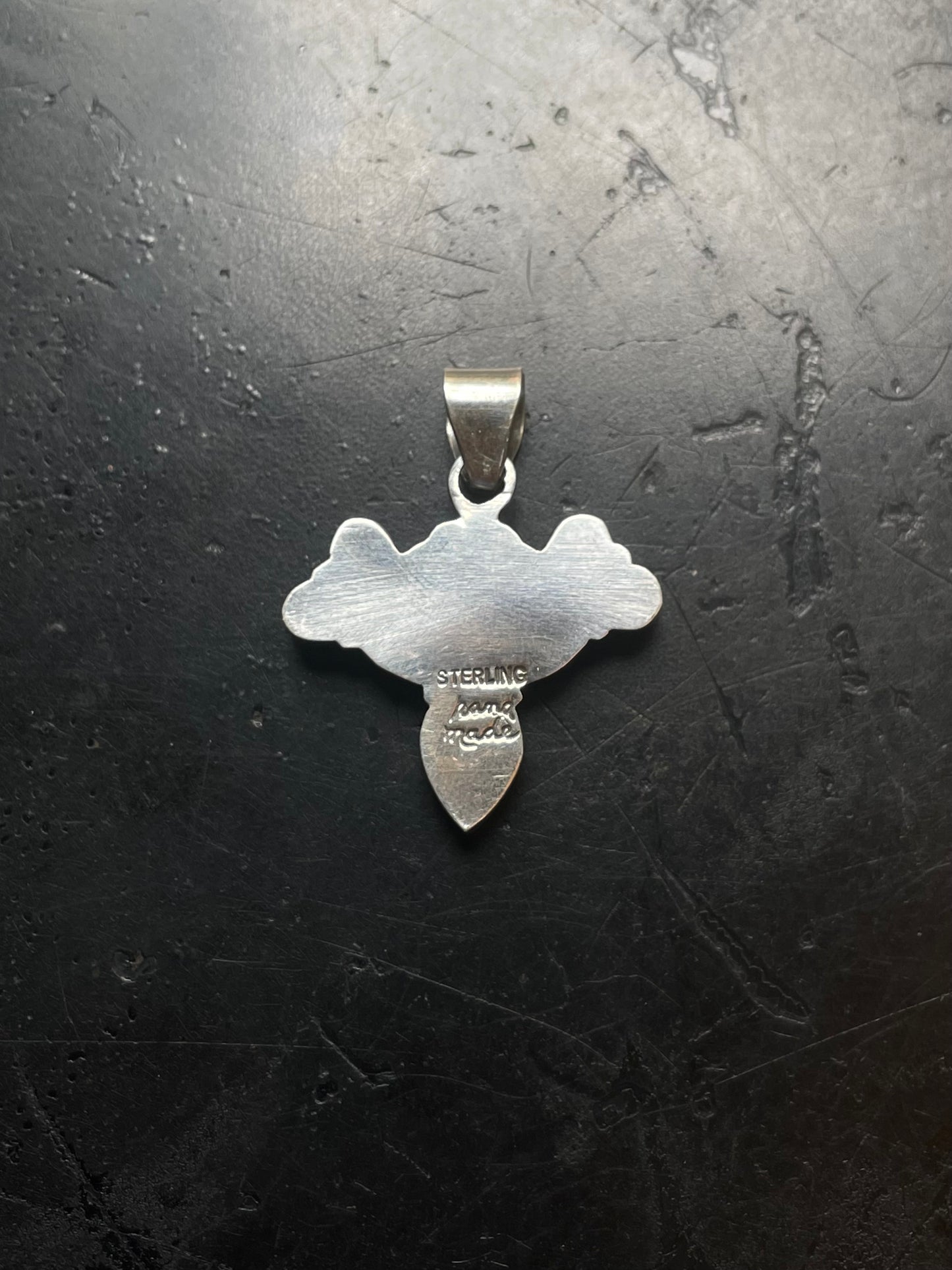 Turquoise Coral Cactus Cross Pendant | Sterling Silver E699