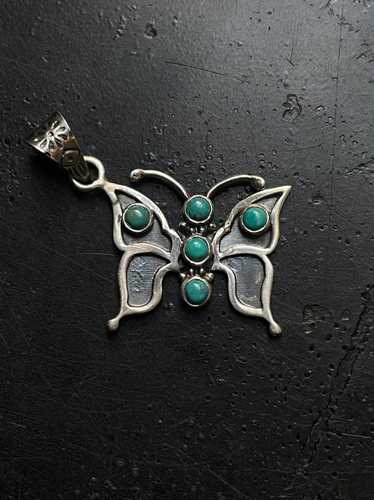 Turquoise Butterfly Pendant | Sterling Silver G415
