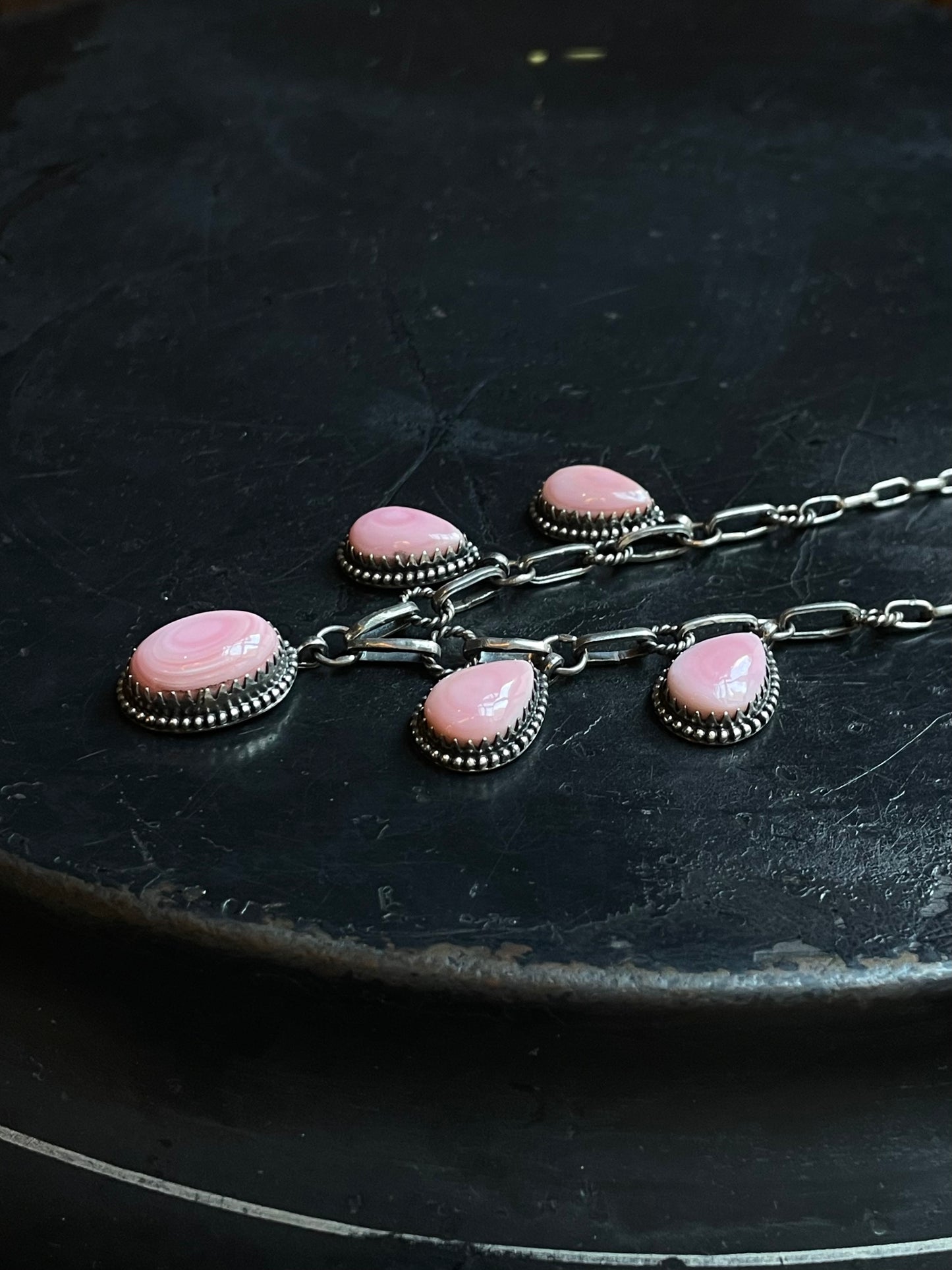 Pink Conch Lariat Necklace | 925 Sterling Silver E341