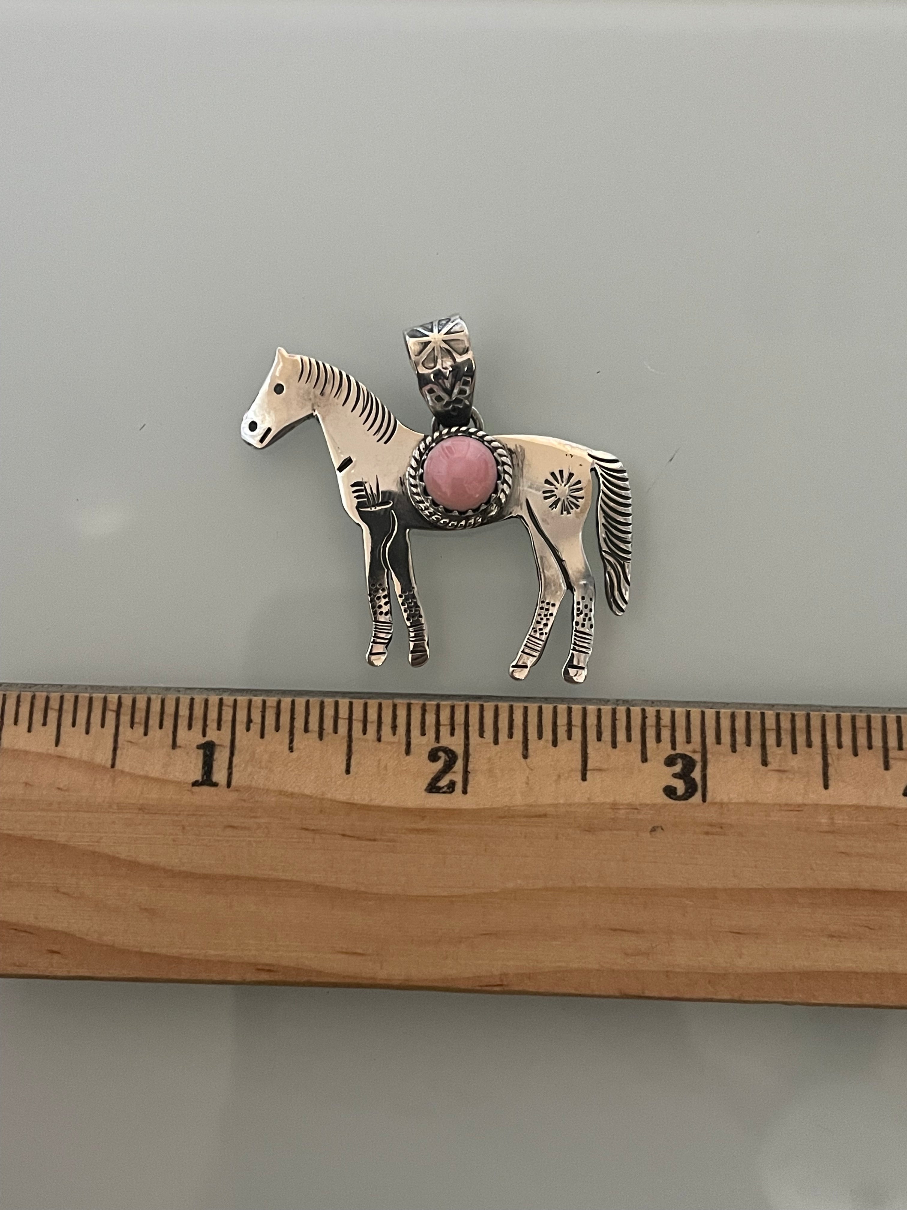 Pink Conch Horse Pendant | 925 Sterling Silver E254