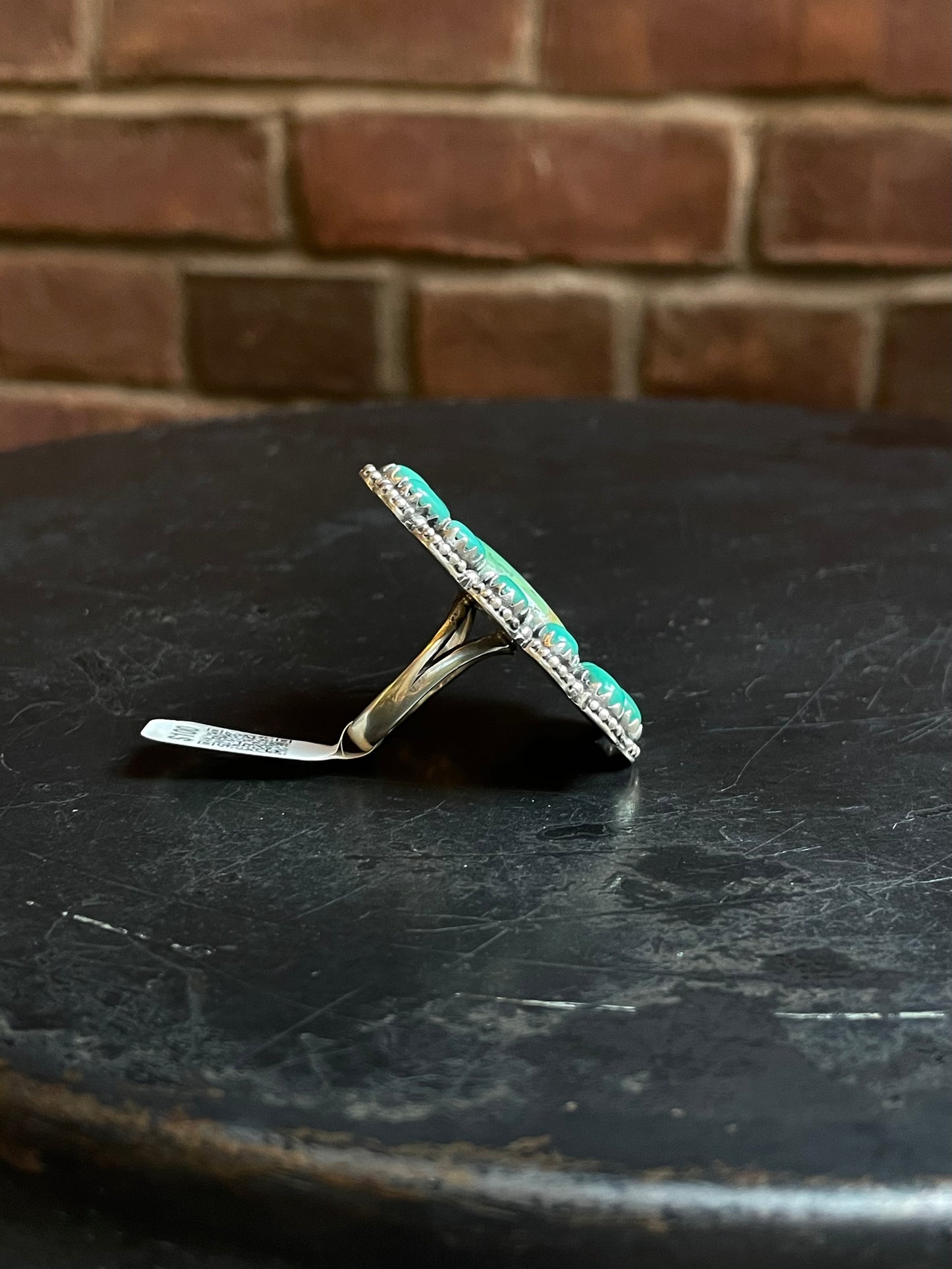 Kingman Turquoise Flower Cluster Ring | Sterling Silver | Size 9 | A132
