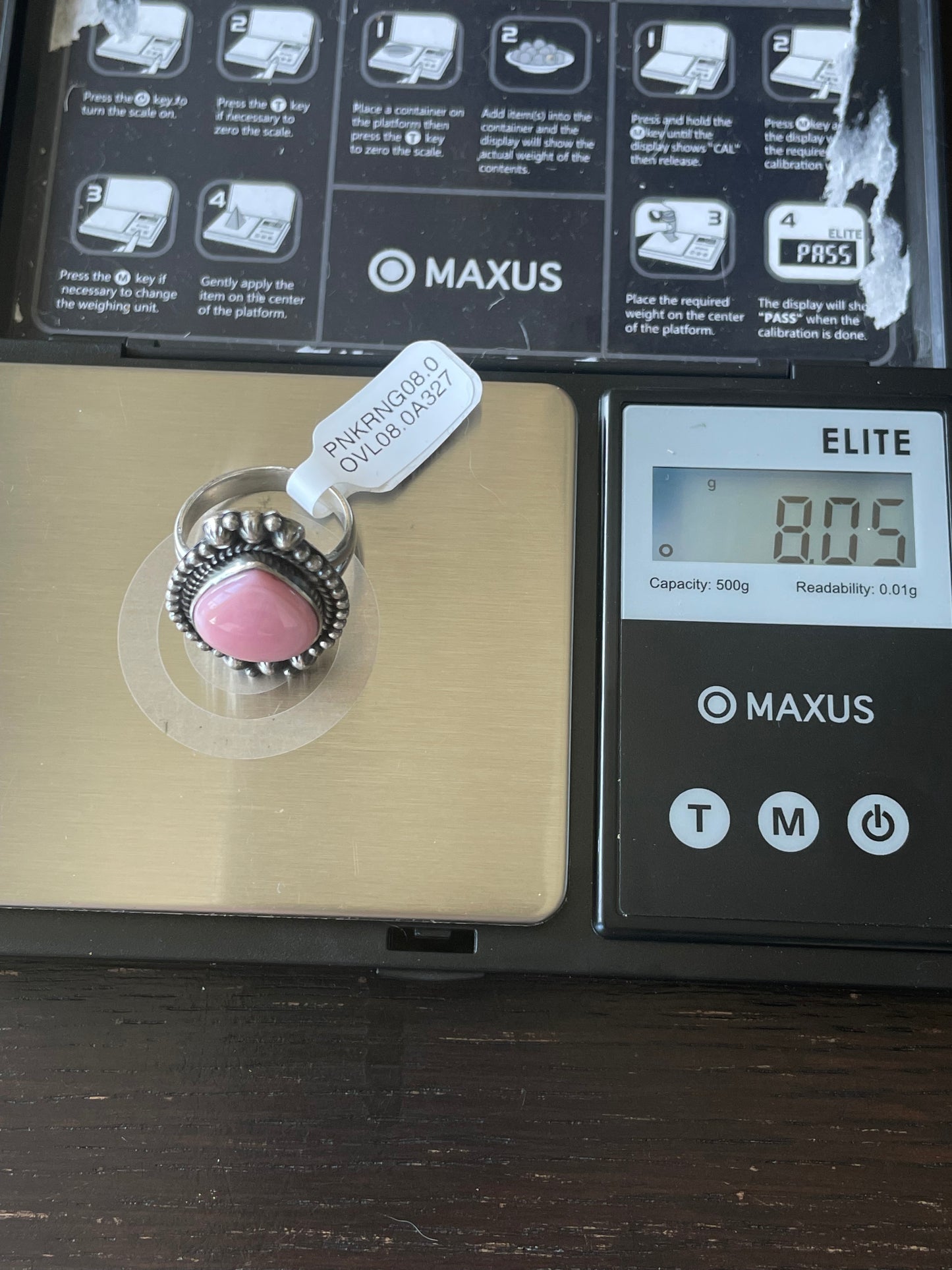 Pink Conch Oval Ring | Sterling Silver | Size 8 | A327