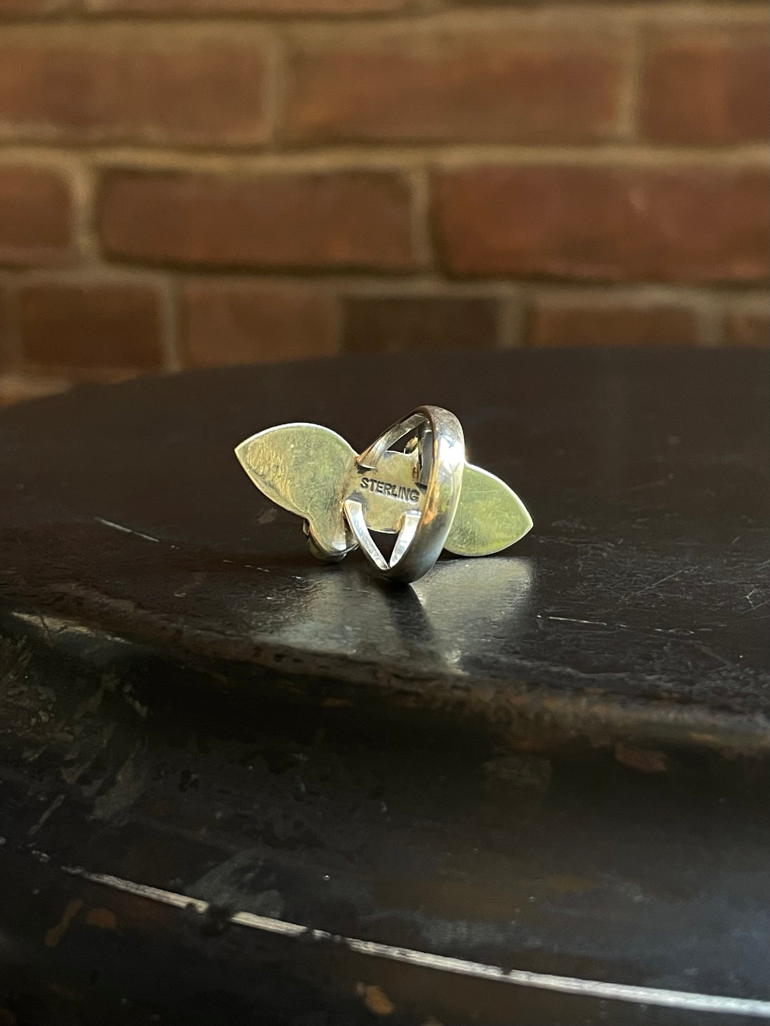 Spiny Oyster Turquoise Floral Ring Size 7 | Sterling Silver E852