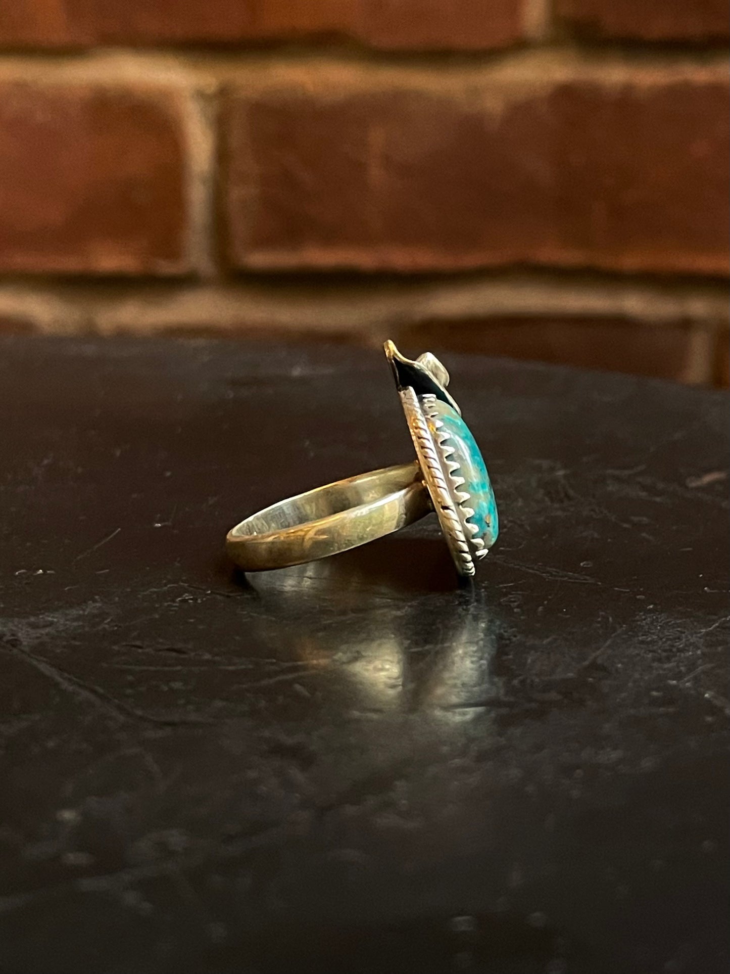 Kingman Turquoise Cowboy Hat Ring Size 8.75 | 925 Sterling Silver G497