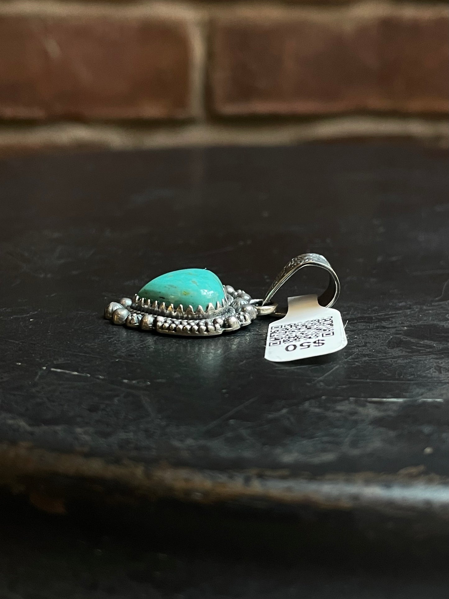 Kingman Turquoise Heart Pendant | Sterling Silver | A658