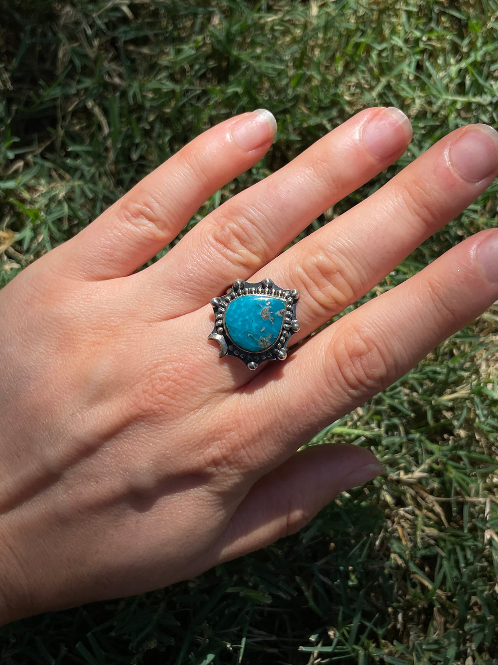 Turquoise Ring | 925 Sterling Silver Size 8.5 D296
