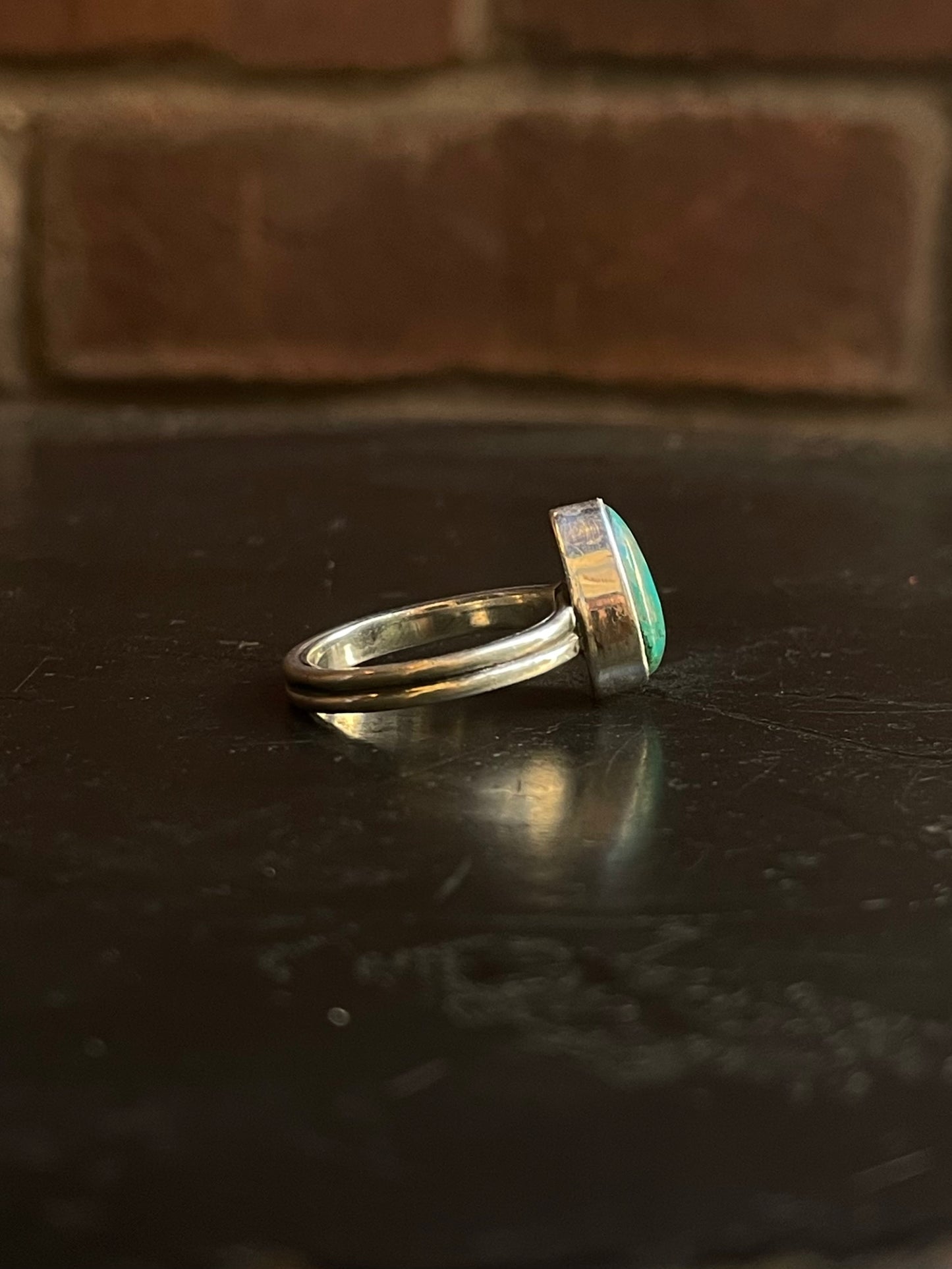 Kingman Turquoise Tear Drop Ring | Sterling Silver | Size 8 G358