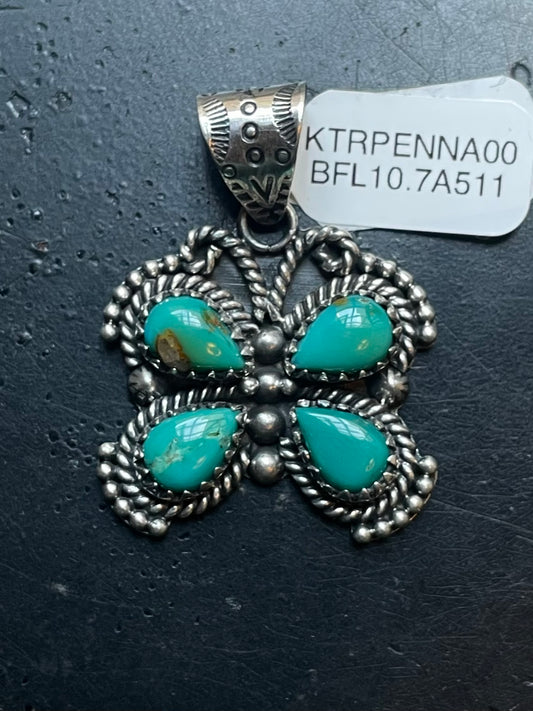 Kingman Turquoise Butterfly Pendant | Sterling Silver | A511