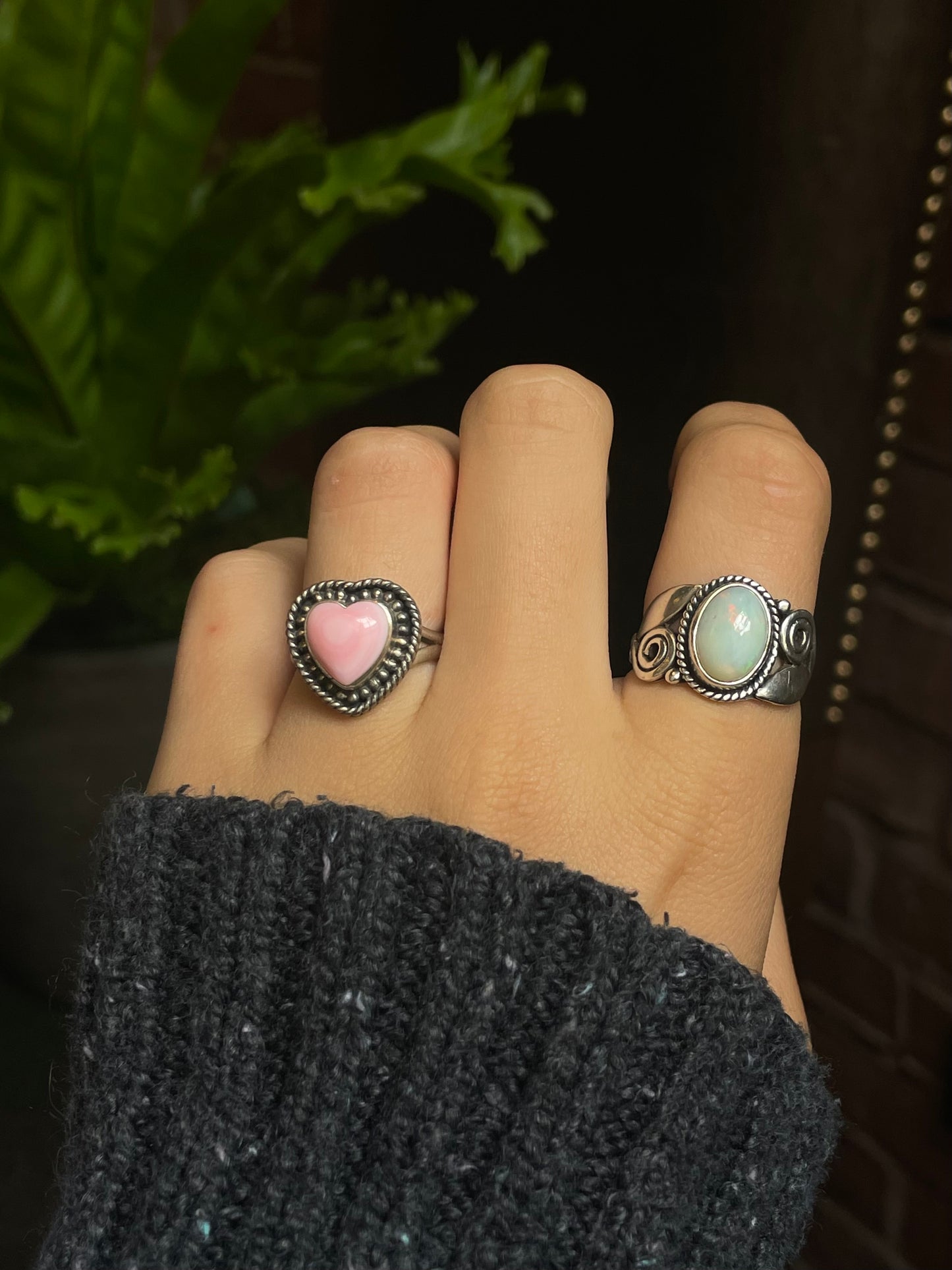 Pink Conch Heart Ring Size 7.5 | 925 Sterling Silver G146