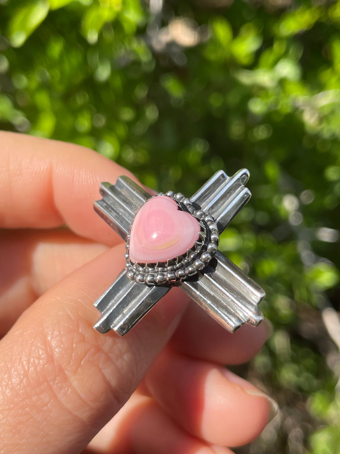 Pink Conch Zia Heart Ring Size 9 | 925 Sterling Silver B559