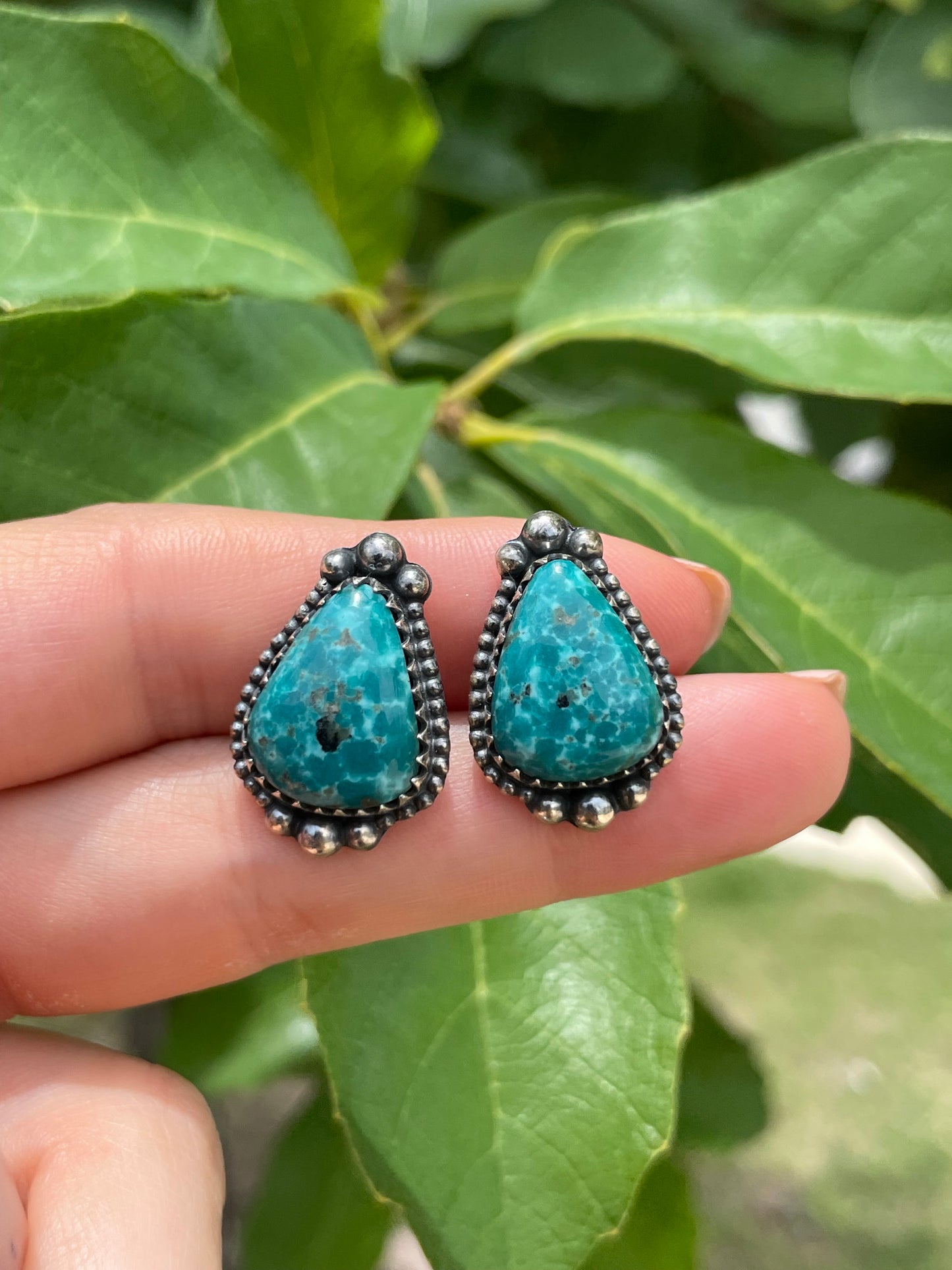Kingman Turquoise Stud Earrings | 925 Sterling Silver D189