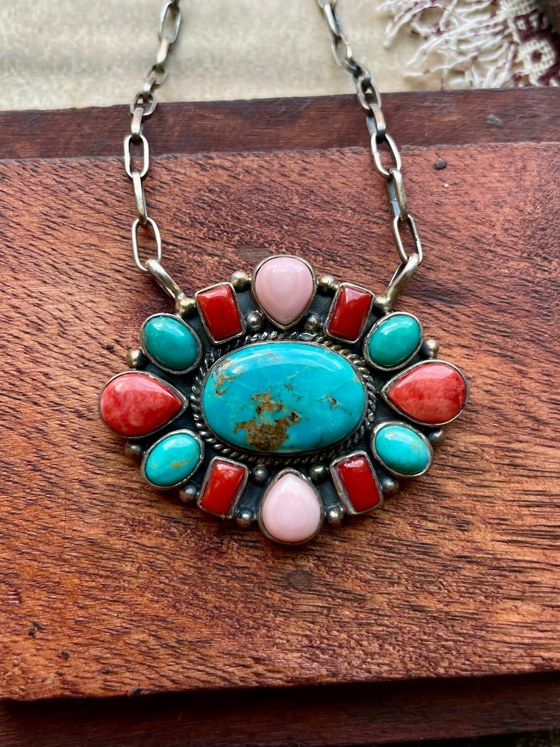 Multi-Stone Cluster Necklace | 925 Sterling Silver D204