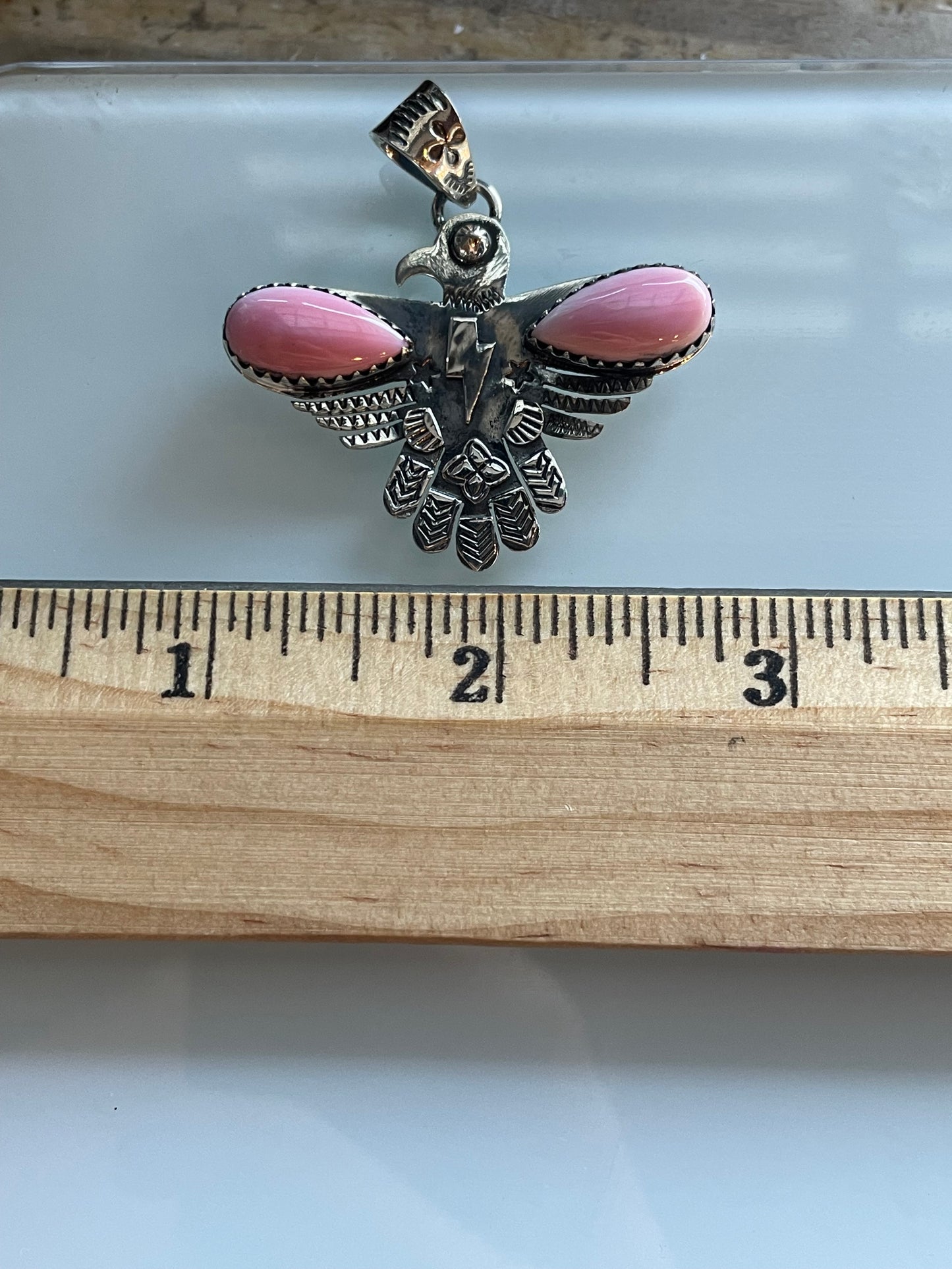 Pink Conch Thunderbird Pendant | Sterling Silver 925 C620