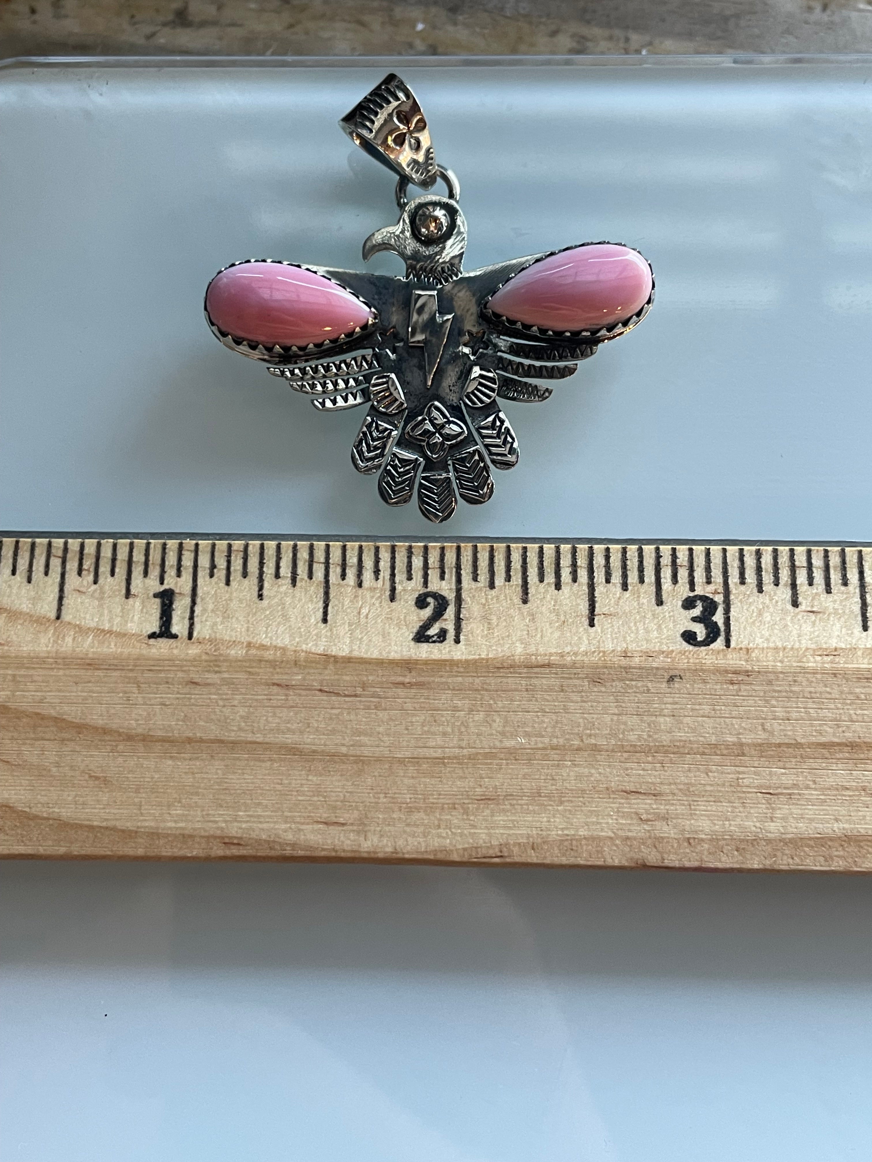 Pink Conch Thunderbird Pendant | Sterling Silver 925 C620