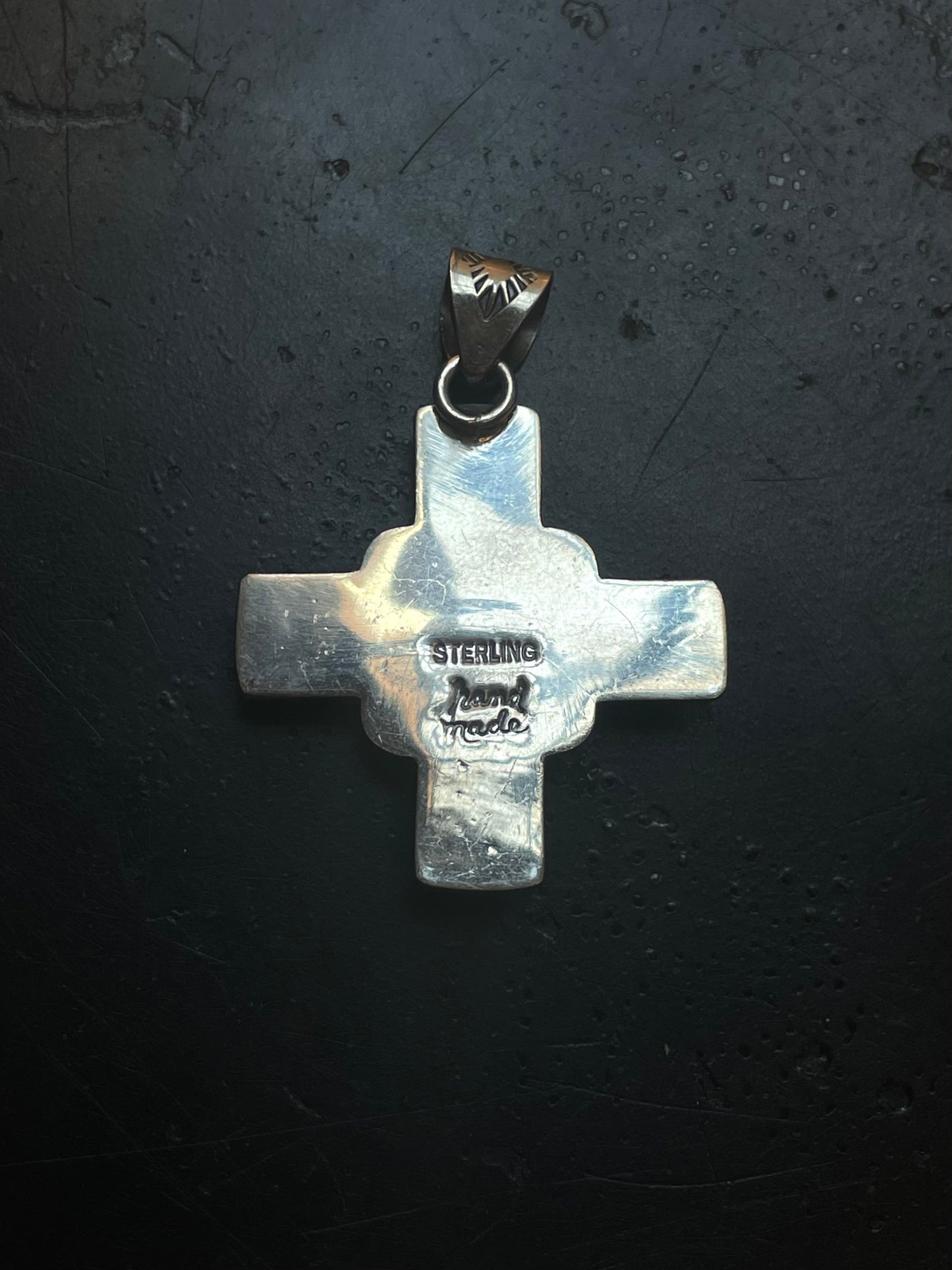 Pink Conch Zia Cross Pendant | Sterling Silver G446