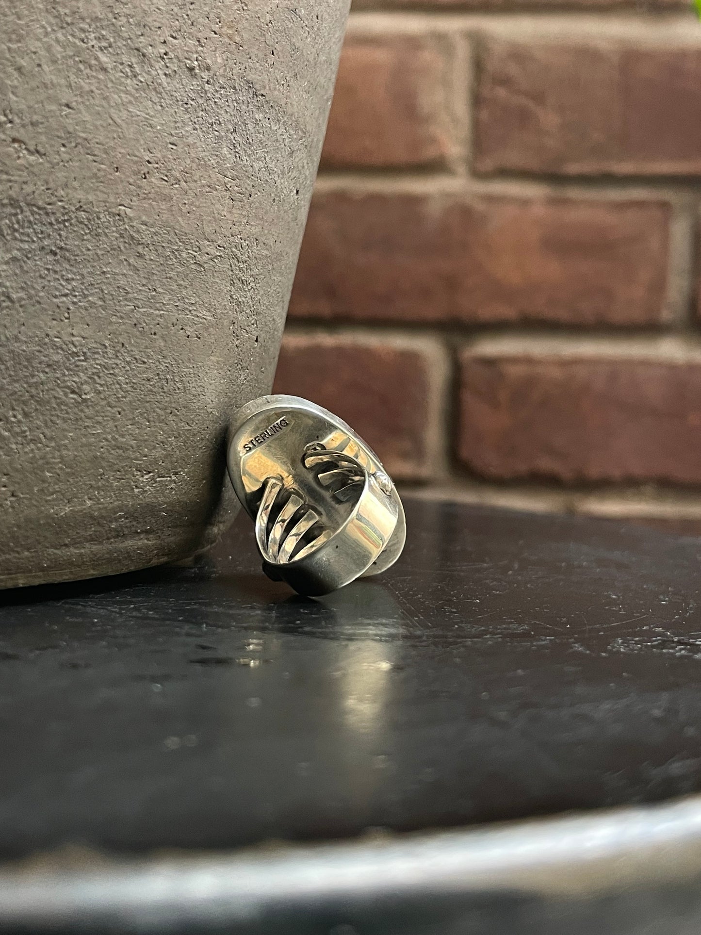 White Buffalo Ring | 925 Sterling Silver Size 7 E202