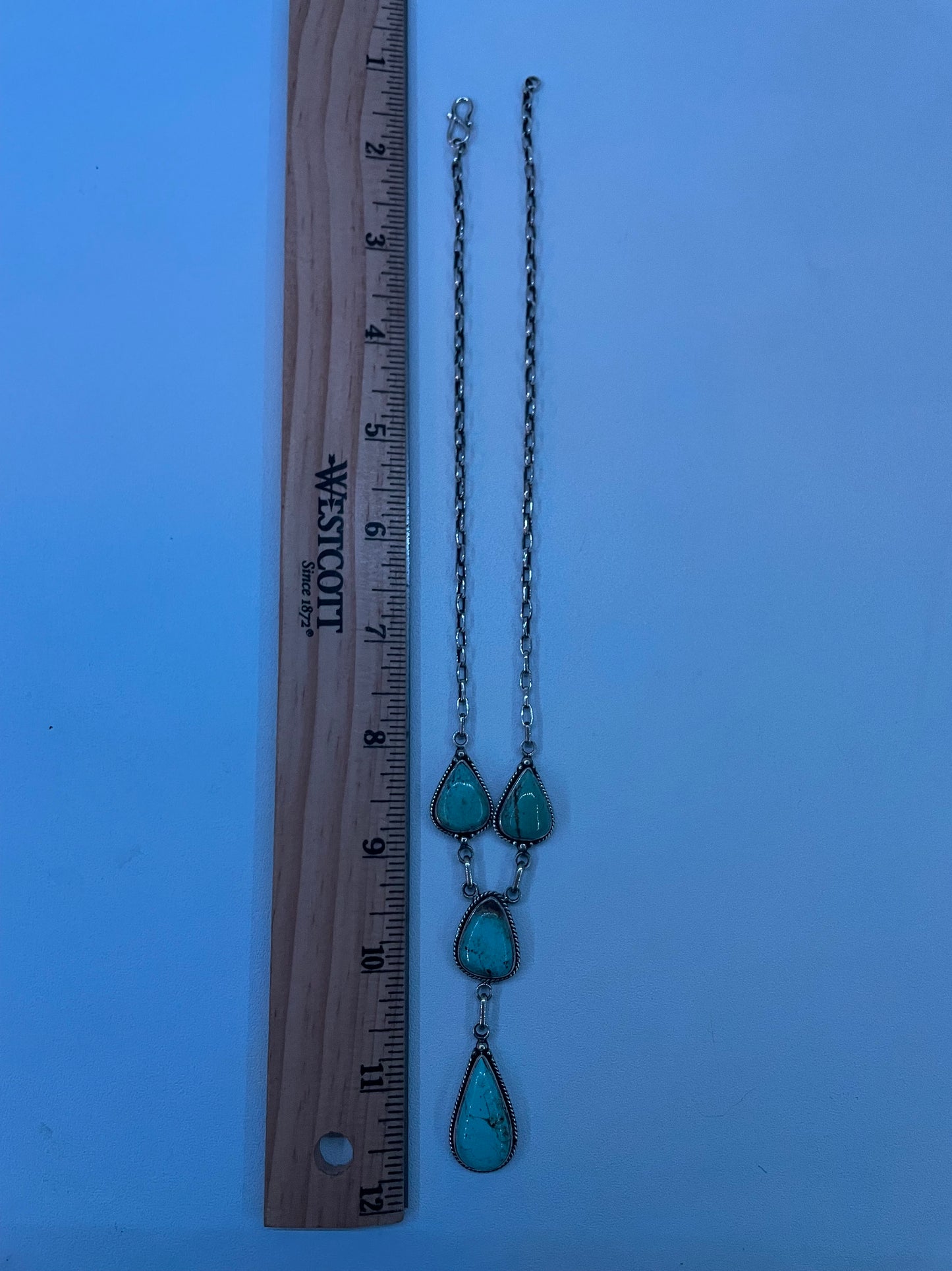 Kingman Turquoise Lariat Necklace | 925 Sterling Silver E351