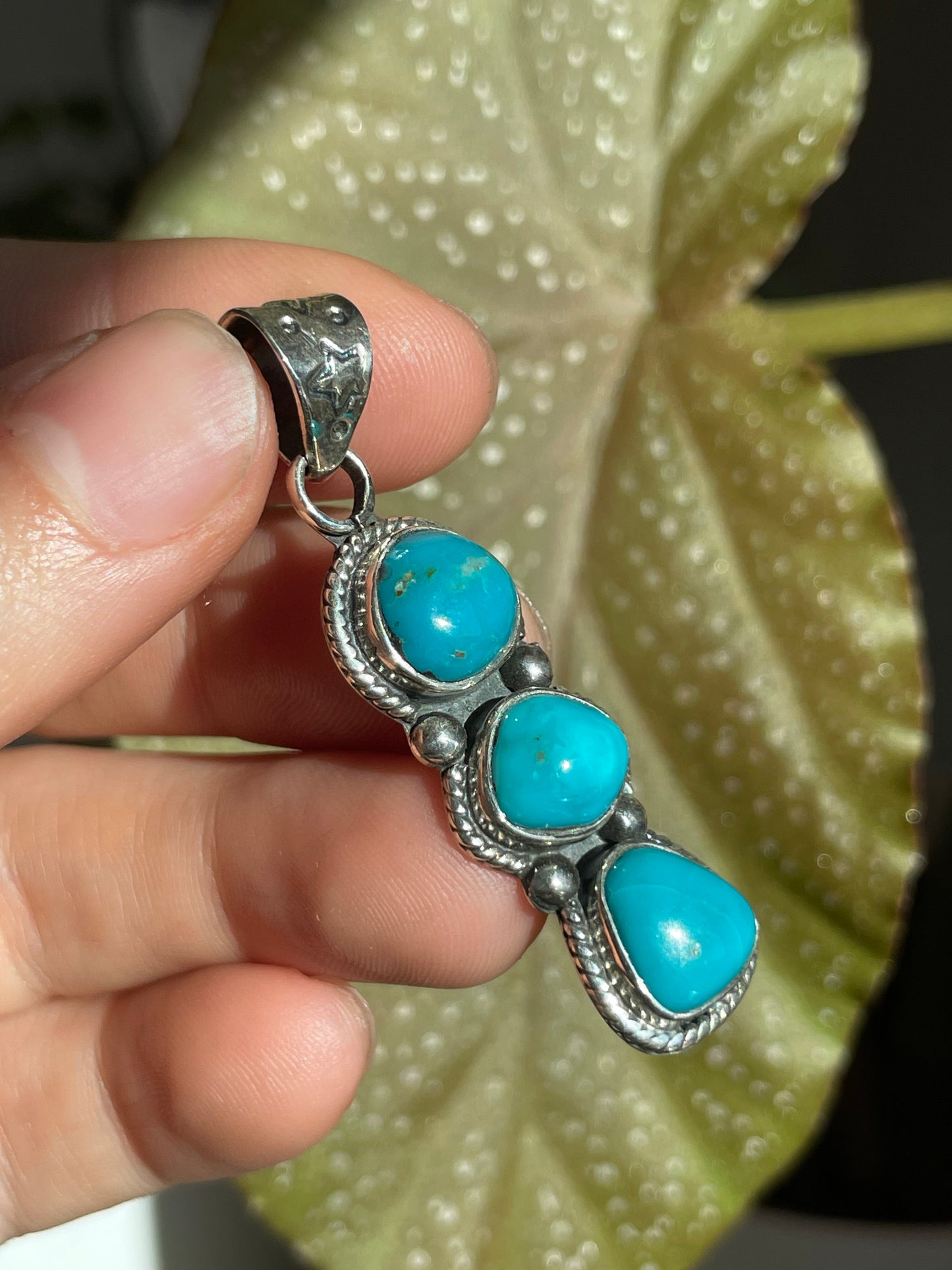Turquoise 3 Stone Pendant | Sterling Silver 925 B851