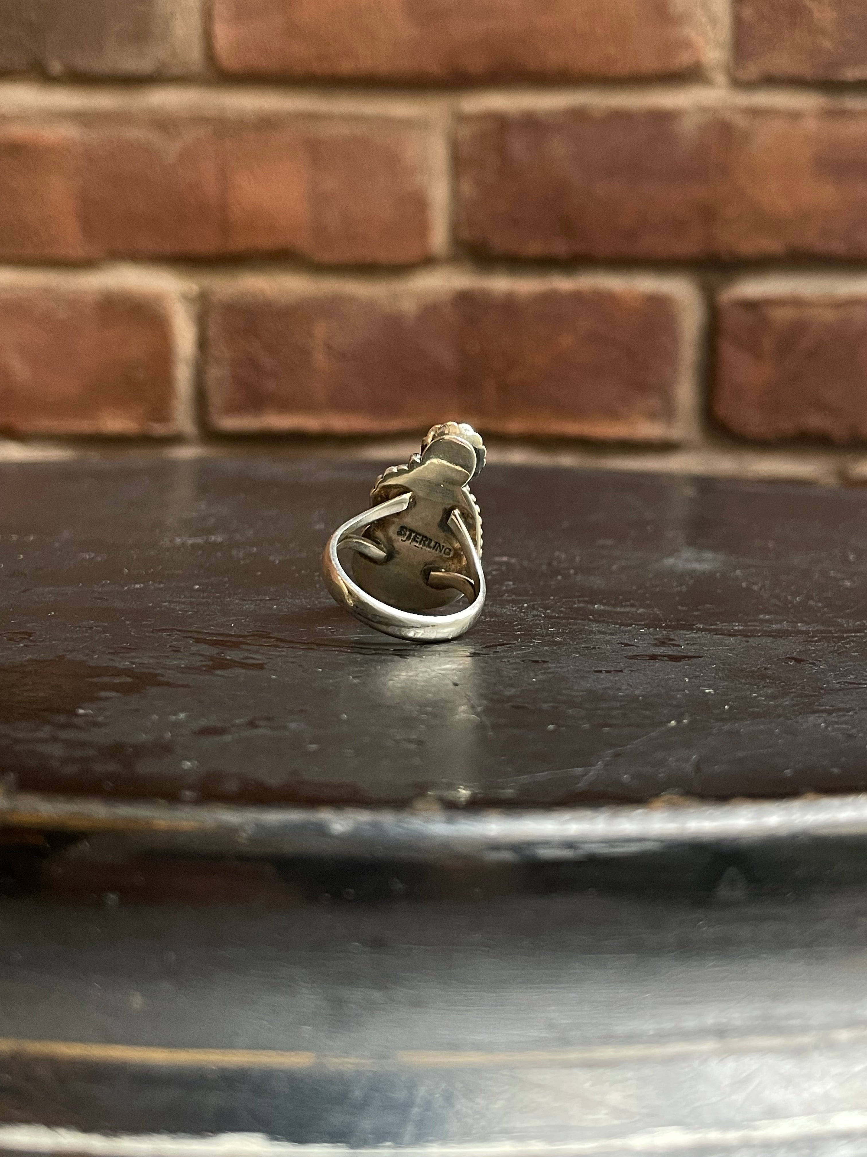 Spiny Oyster Floral Ring Size 8 | 925 Sterling Silver Southwest E190