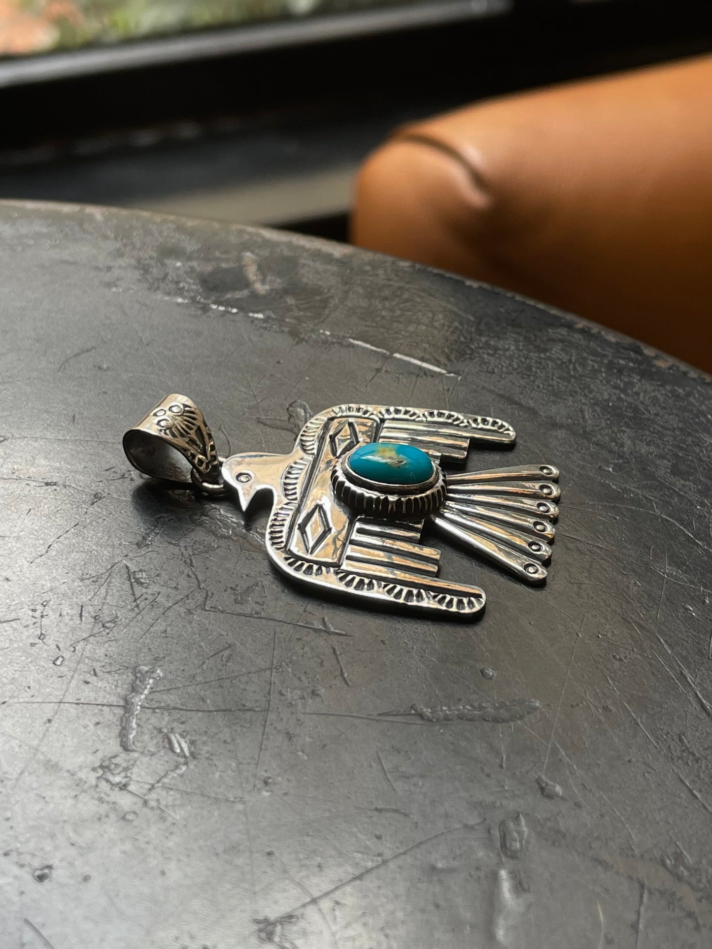 Turquoise Thunderbird Pendant | 925 Sterling Silver E513