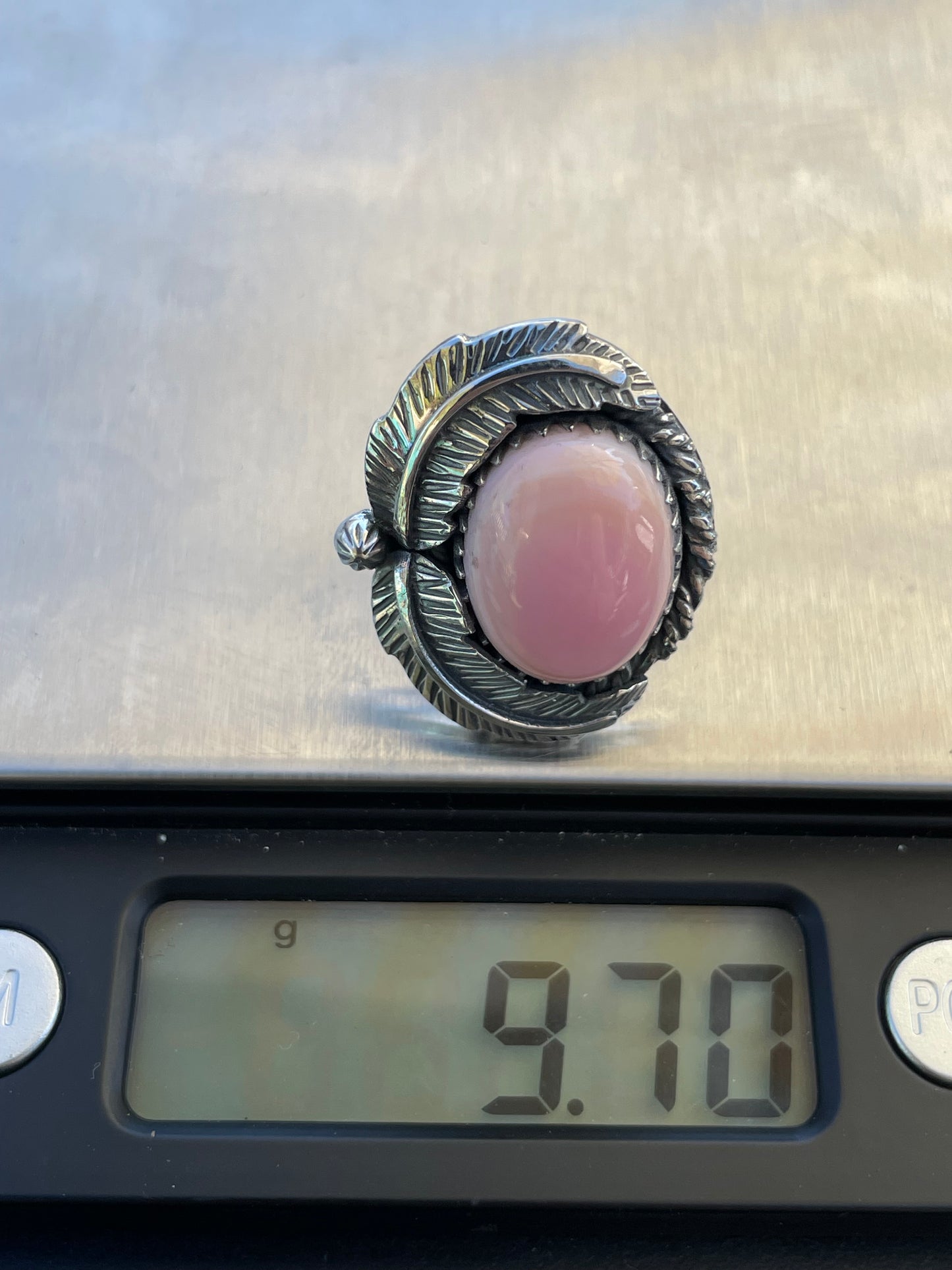 Pink Conch Leaf Design Ring | 925 Sterling Silver | Size 7.5 B334