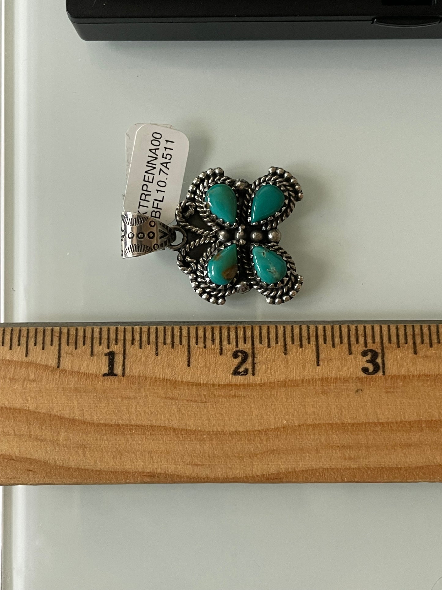 Kingman Turquoise Butterfly Pendant | Sterling Silver | A511