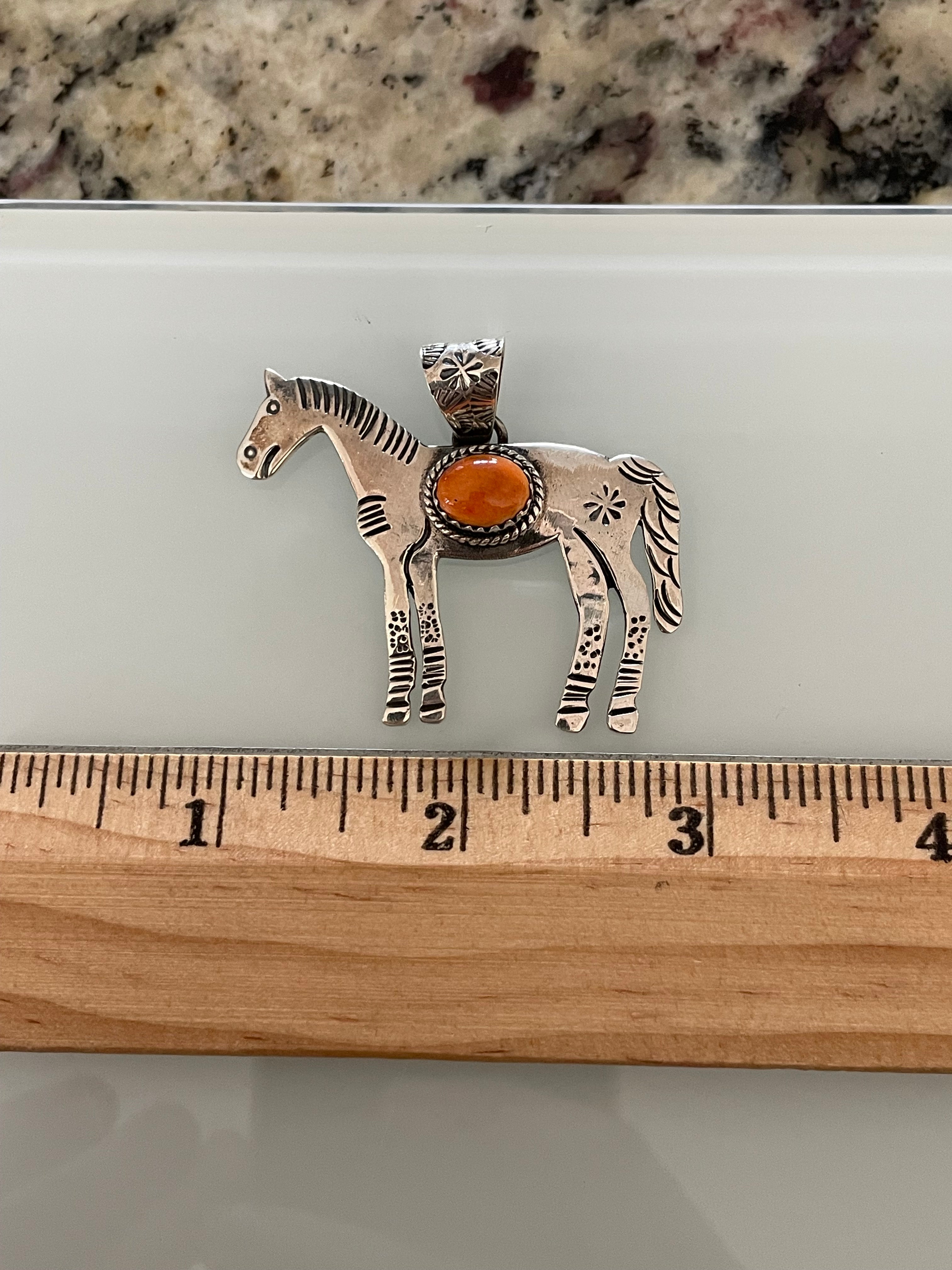 Spiny Oyster Horse Pendant | 925 Sterling Silver E268
