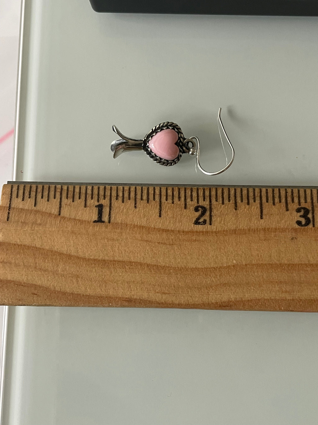 Pink Conch Squash Blossom Earrings | Heart Drop Hook E678
