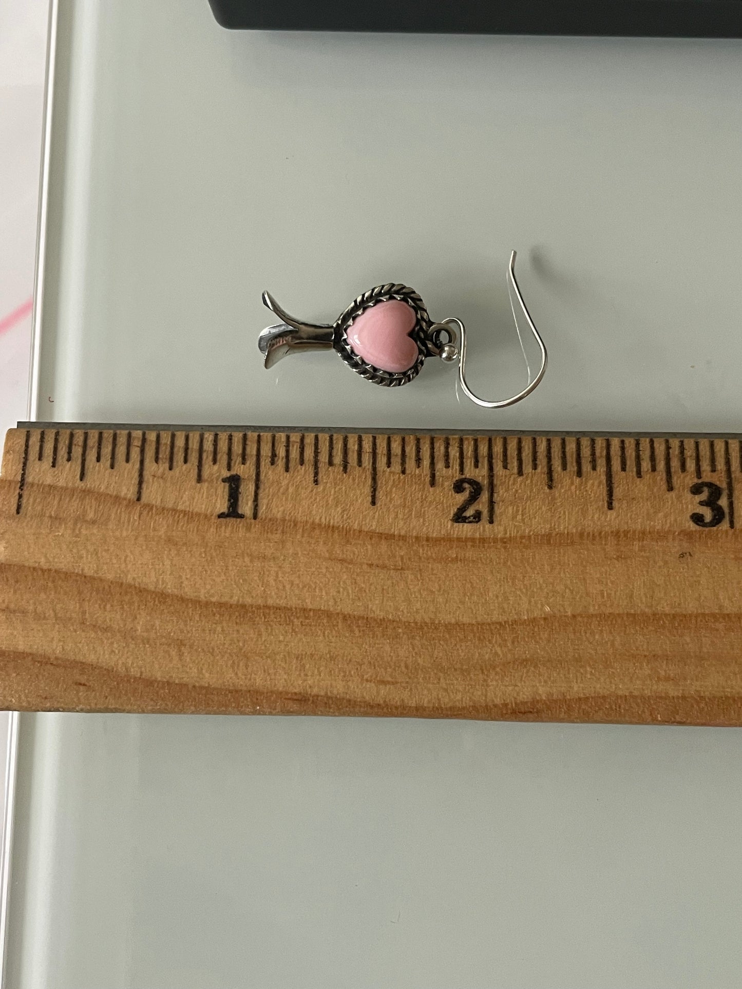 Pink Conch Squash Blossom Earrings | Heart Drop Hook E678